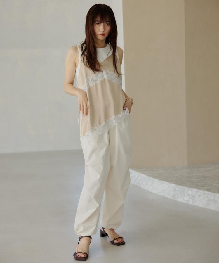 ザ ショップ ティーケー  (ウィメン) THE SHOP TK(Women) 裾ドロスワークパンツ （アイボリー(004)） アイボリー(004)
