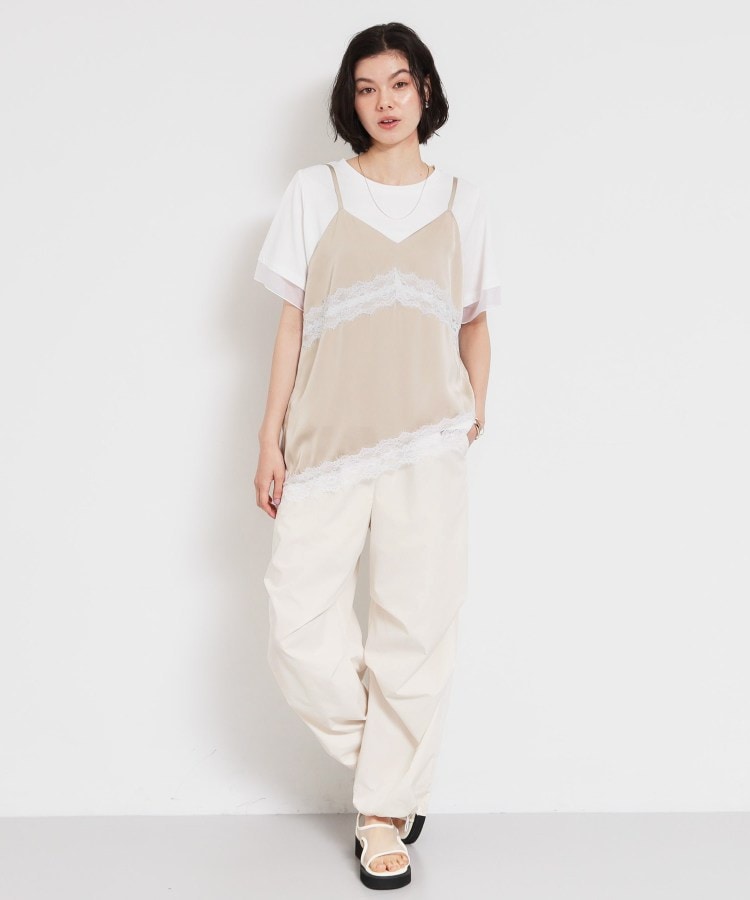 ザ ショップ ティーケー  (ウィメン) THE SHOP TK(Women) 裾ドロスワークパンツ （アイボリー(004)） アイボリー(004)