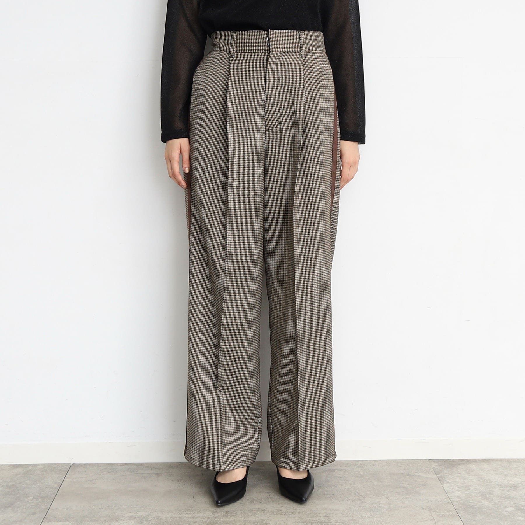 ザ ショップ ティーケー  (ウィメン) THE SHOP TK(Women) ラインワイドパンツ （ブラック(019)） ブラック(019)