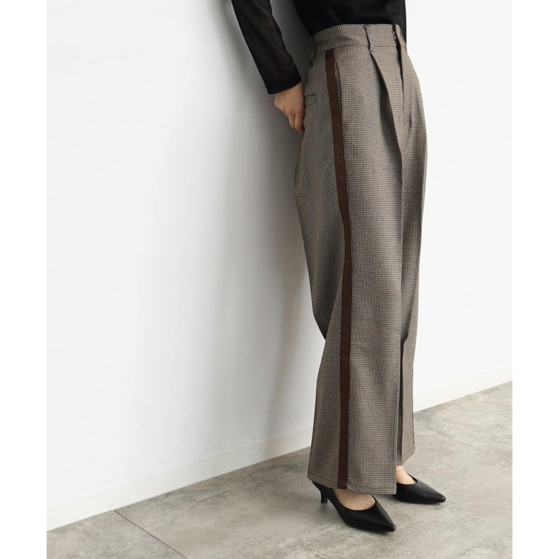 ザ ショップ ティーケー  (ウィメン) THE SHOP TK(Women) ラインワイドパンツ （ブラック(019)） ブラック(019)