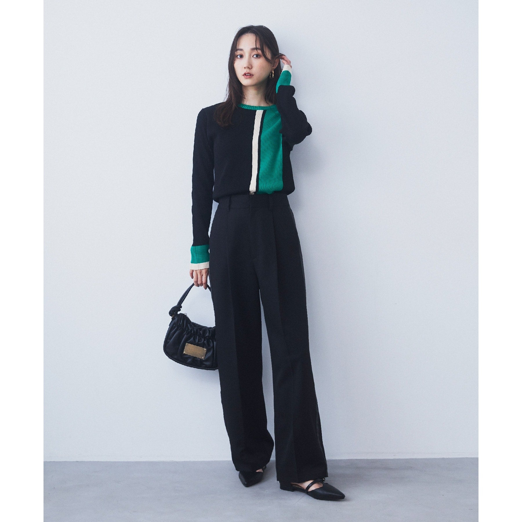 ザ ショップ ティーケー  (ウィメン) THE SHOP TK(Women) ラインワイドパンツ （ブラック(019)） ブラック(019)