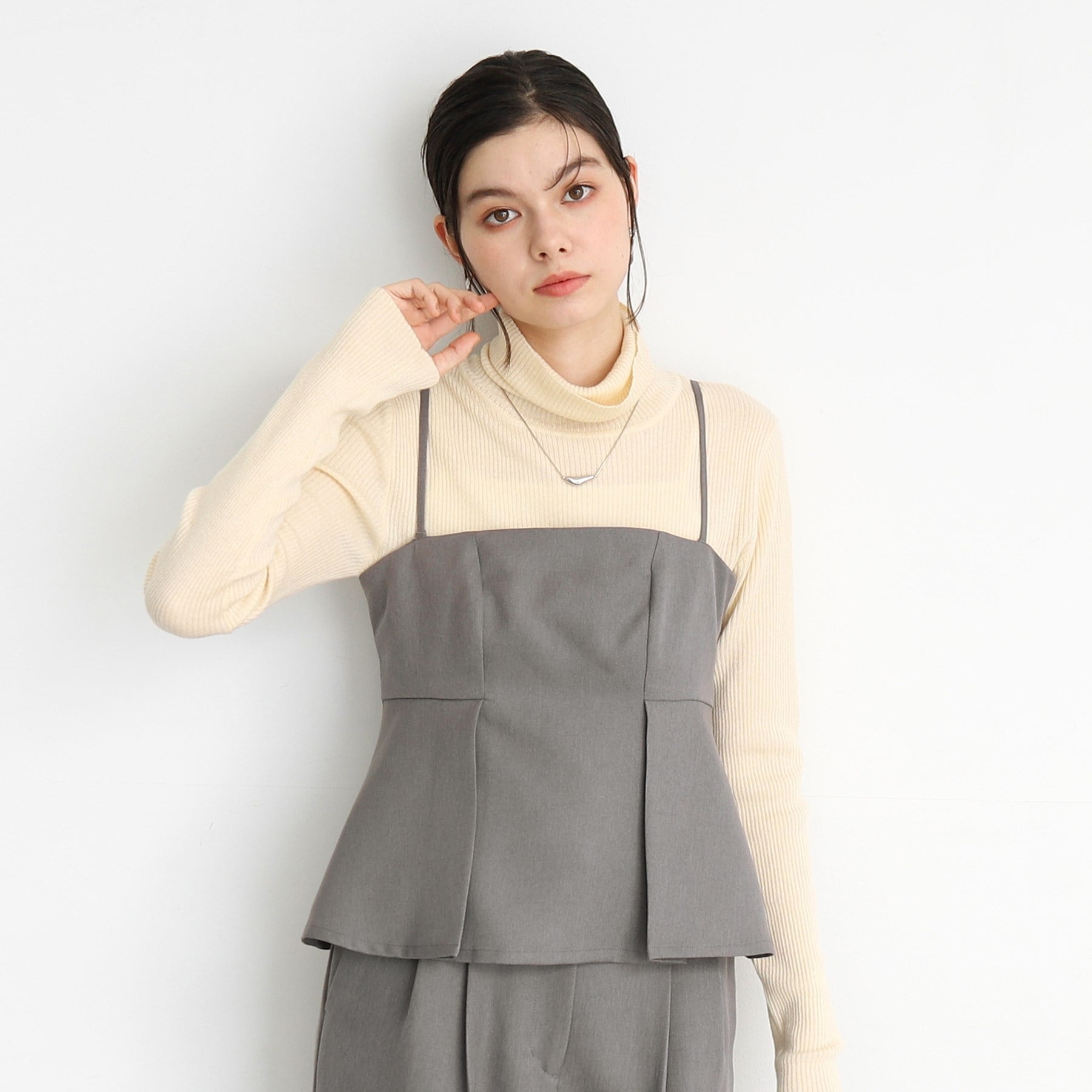 ザ ショップ ティーケー  (ウィメン) THE SHOP TK(Women) パウダリーツイルビスチェ （チャコールグレー(014)） チャコールグレー(014)