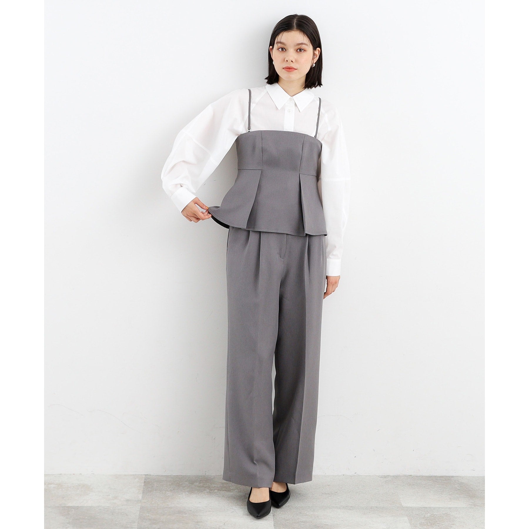 ザ ショップ ティーケー  (ウィメン) THE SHOP TK(Women) パウダリーツイルビスチェ （チャコールグレー(014)） チャコールグレー(014)