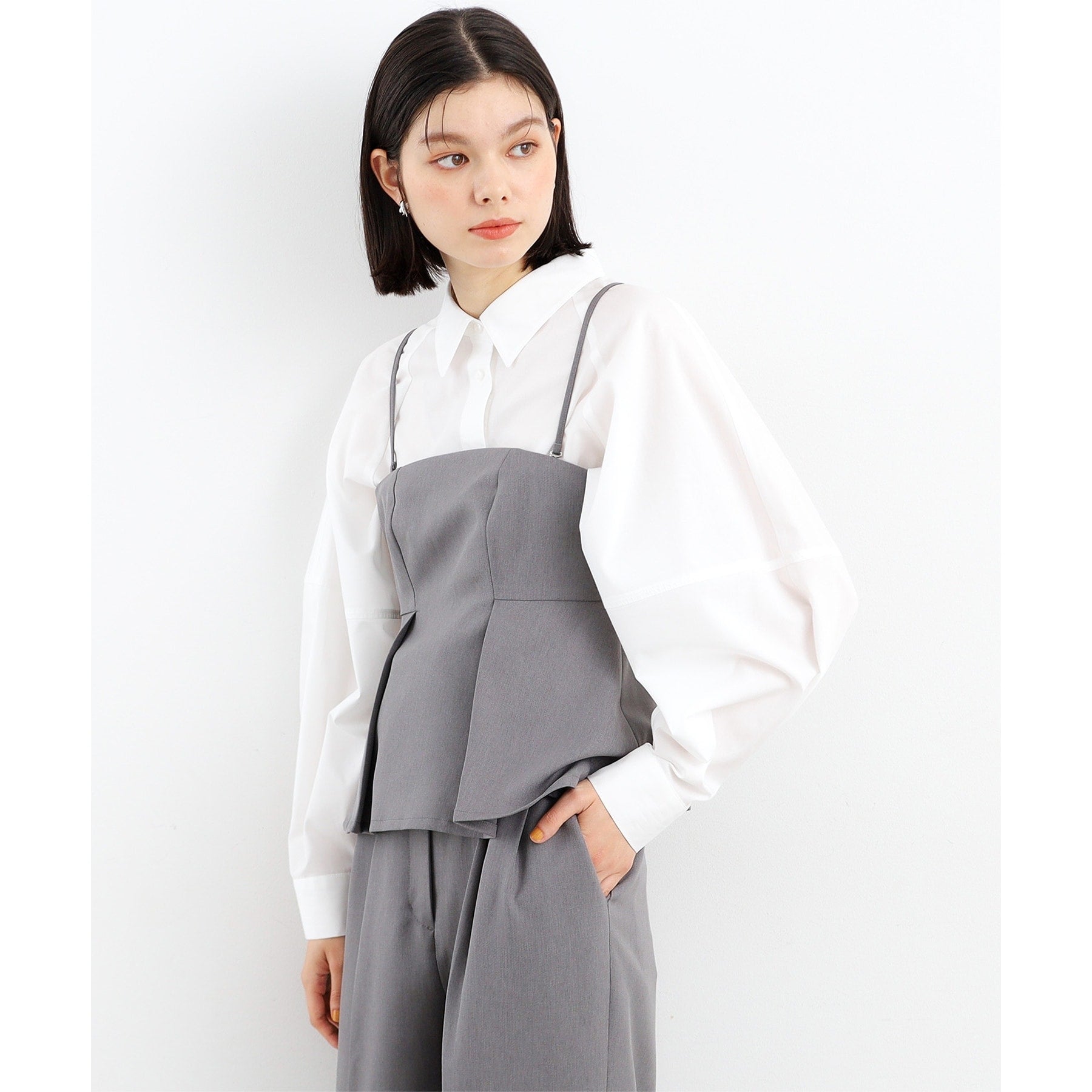 ザ ショップ ティーケー  (ウィメン) THE SHOP TK(Women) パウダリーツイルビスチェ （チャコールグレー(014)） チャコールグレー(014)