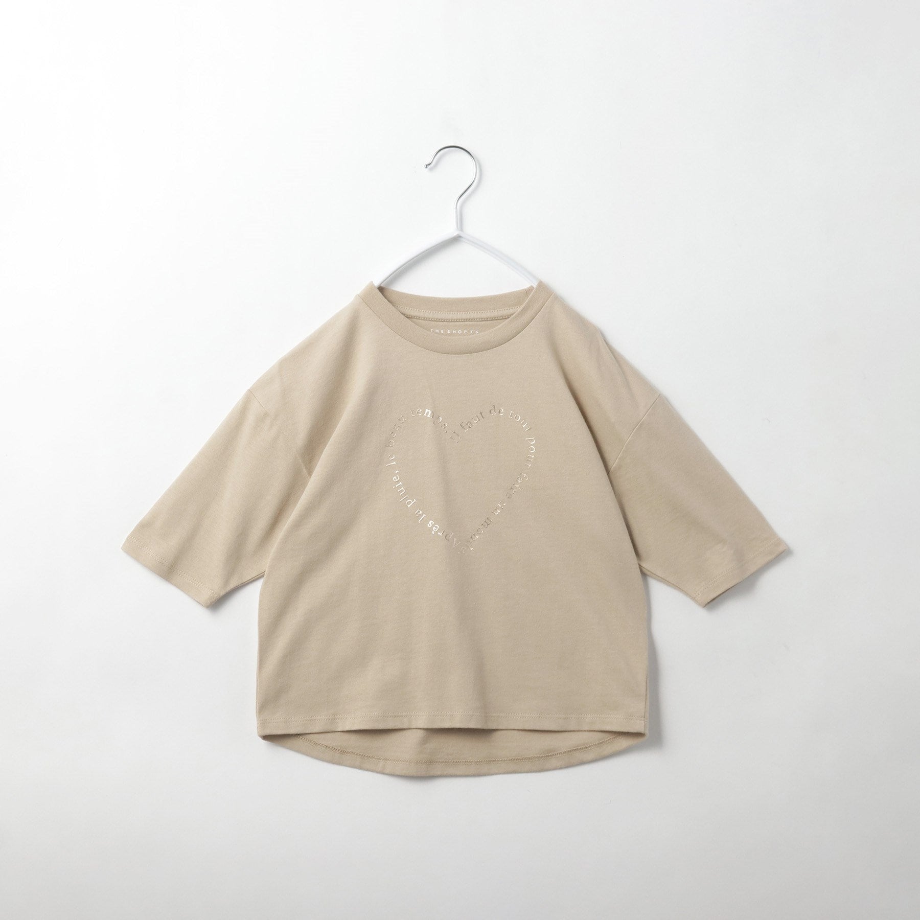 ザ ショップ ティーケー (キッズ) THE SHOP TK(Kids) 【110-150】オーガニックコットン天竺箔プリント七分袖 （ベージュ(052)） ベージュ(052)