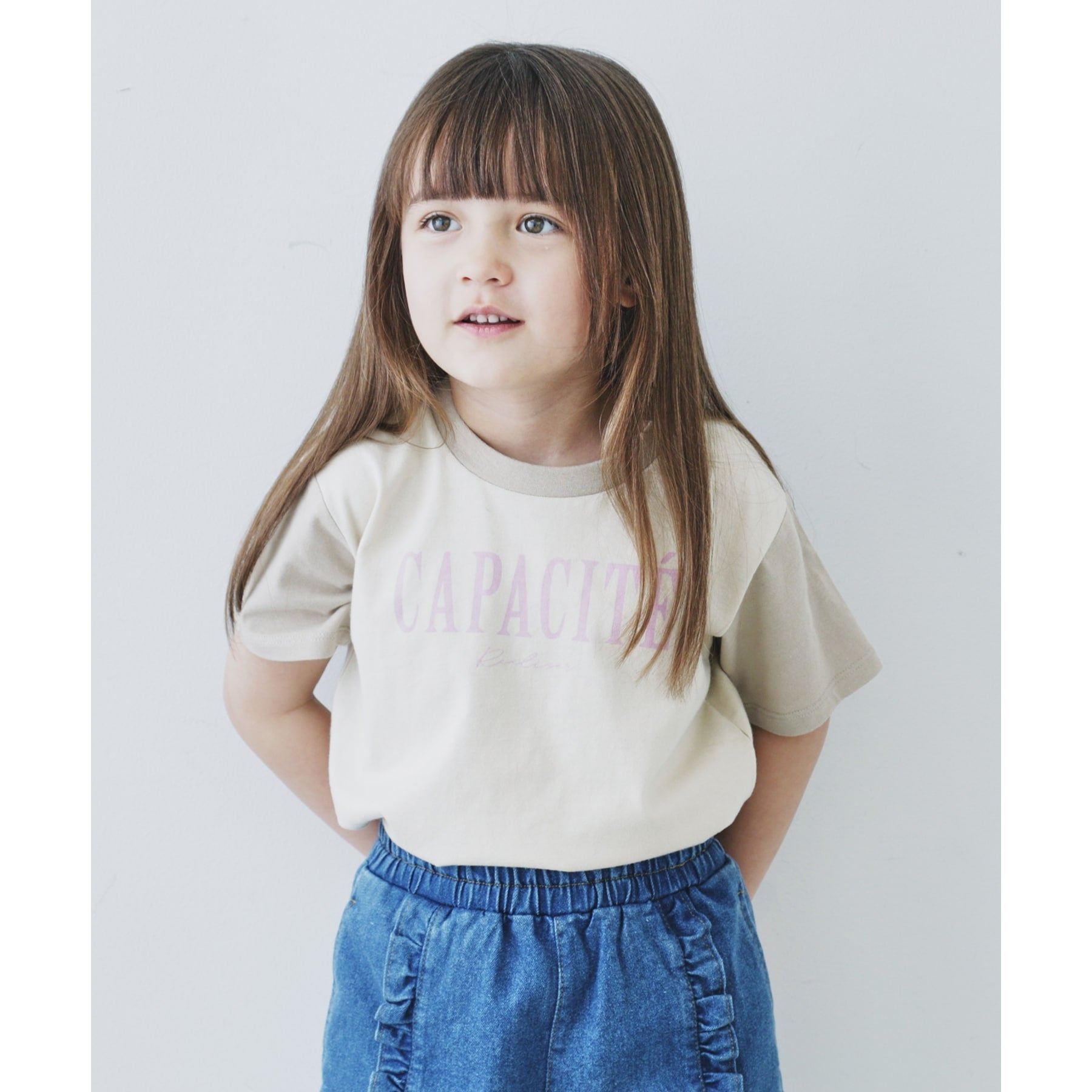 ザ ショップ ティーケー  THE SHOP TK 【110-150】オーガビッツ配色コットンTEE,グレージュ(550)