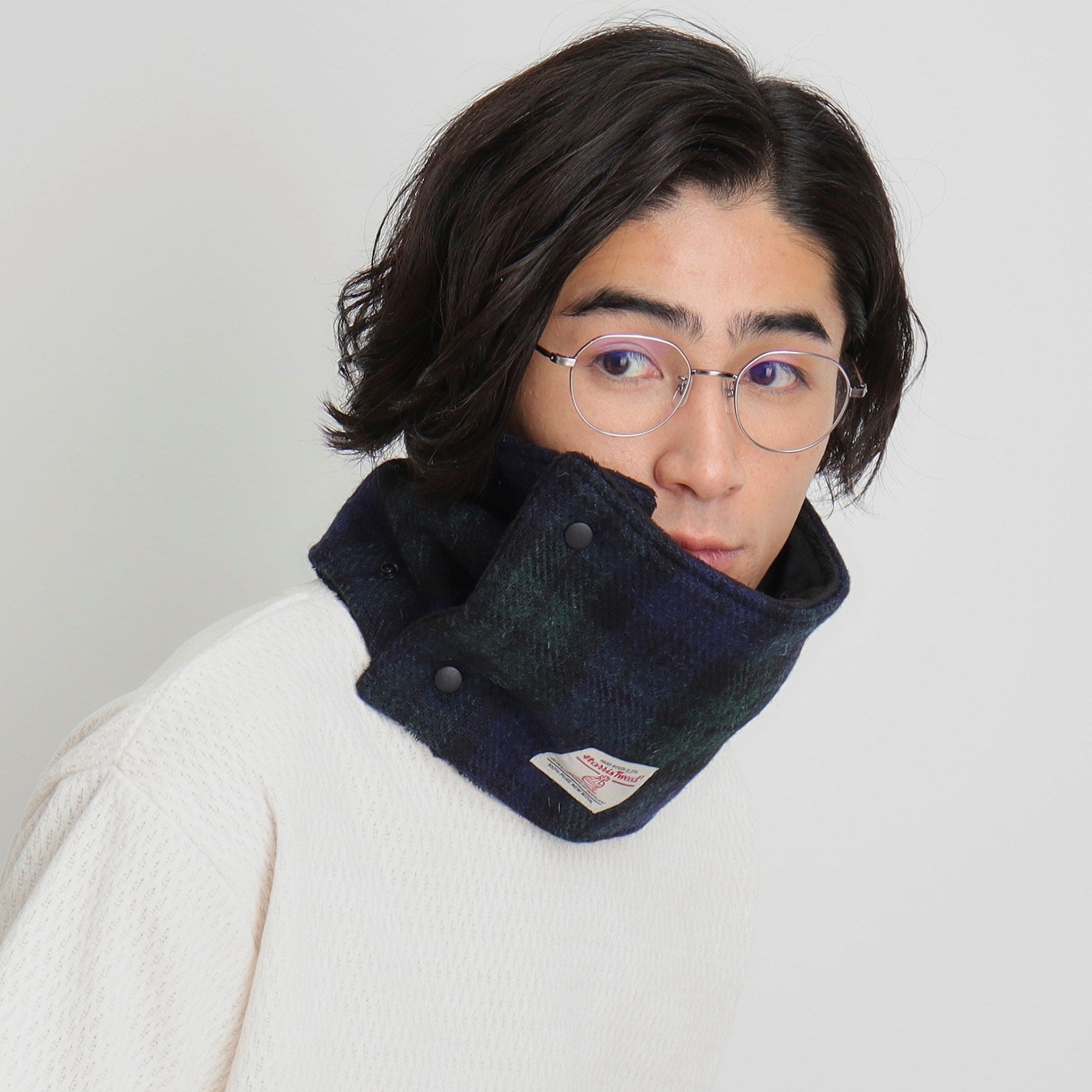 ザ ショップ ティーケー(メンズ) THE SHOP TK(Men) 【HARRIS TWEED／ハリスツイード】ショートボアネックウォーマー （ブルー(293)） ブルー(293)