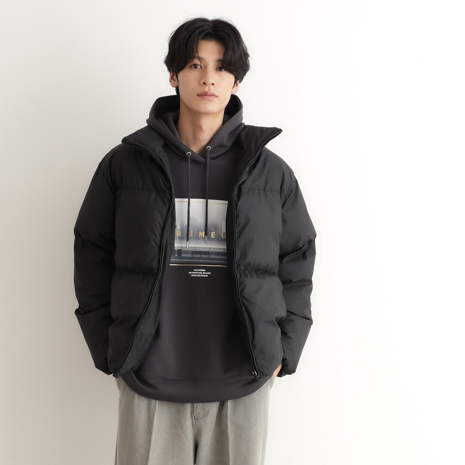 ザ ショップ ティーケー(メンズ) THE SHOP TK(Men) スタンドネック中綿ジップブルゾン （ブラック(019)） ブラック(019)