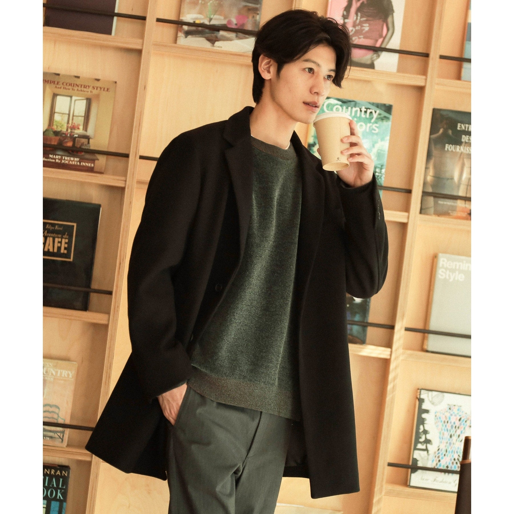 THE SHOP TK Wool-Like Melton Chester Coat