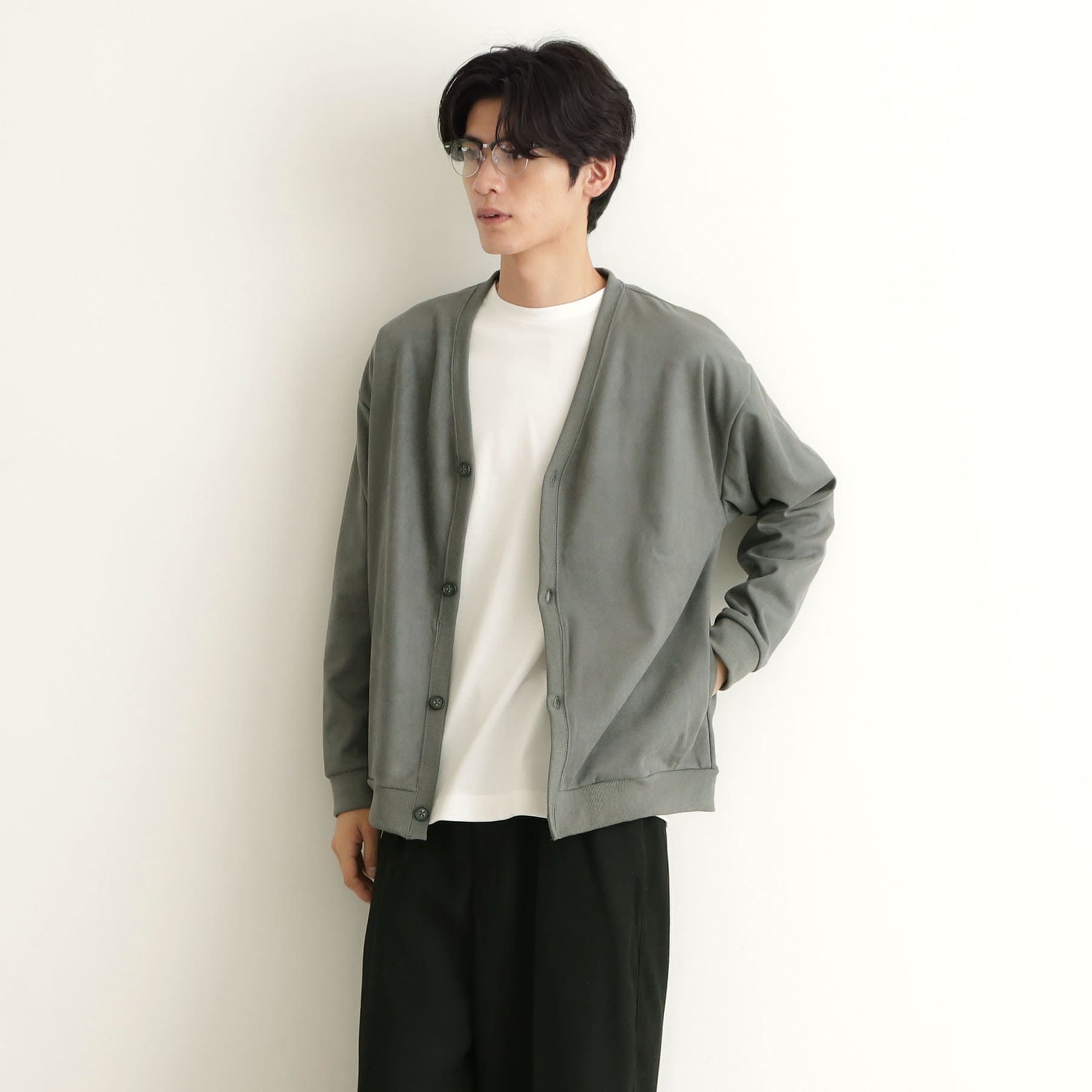 ザ ショップ ティーケー(メンズ) THE SHOP TK(Men) ツイルスウェードタッチカーディガン （グリーン(024)） グリーン(024)