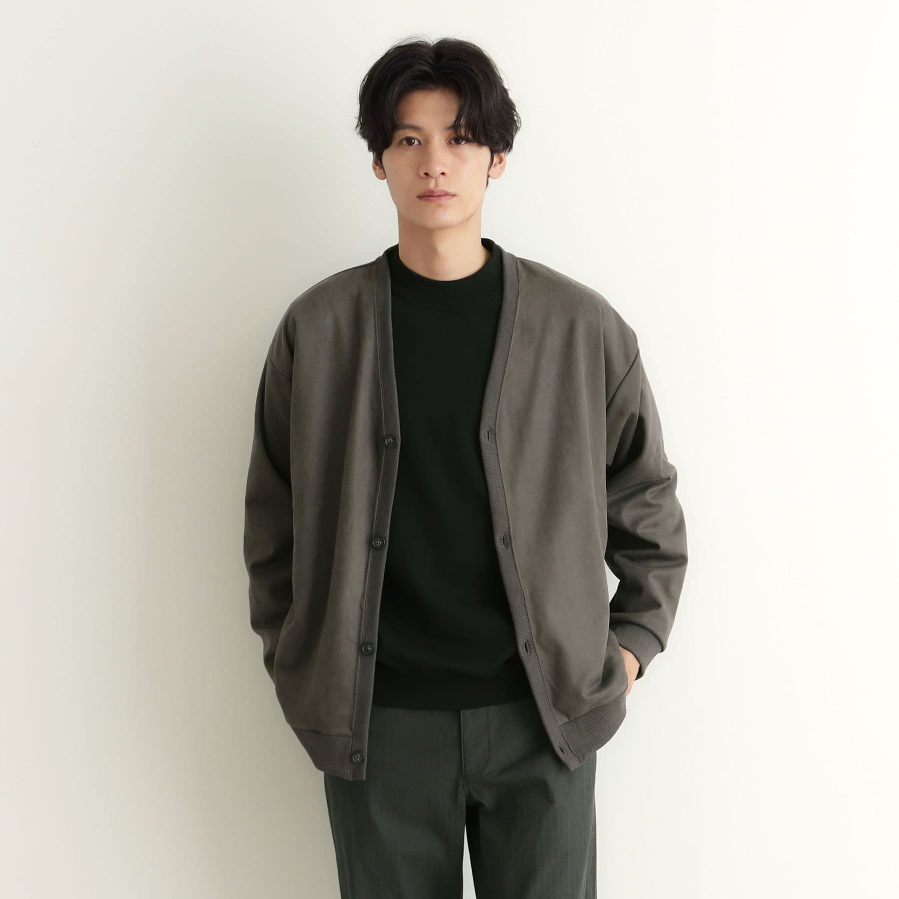 ザ ショップ ティーケー(メンズ) THE SHOP TK(Men) ツイルスウェードタッチカーディガン （チャコールグレー(013)） チャコールグレー(013)