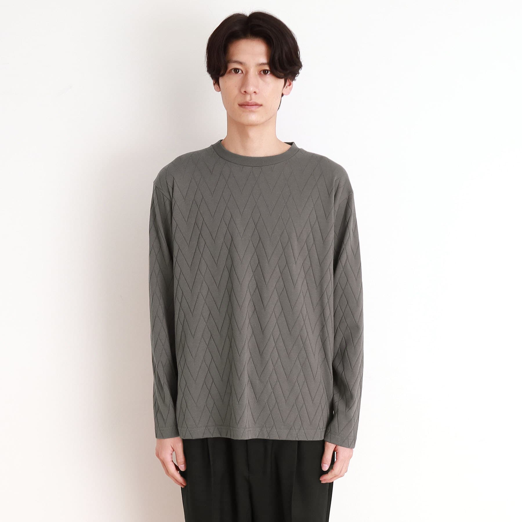 ザ ショップ ティーケー(メンズ) THE SHOP TK(Men) ジオメトリックリンクス長袖Tシャツ ON／OFF兼用 （オフホワイト(003)） オフホワイト(003)