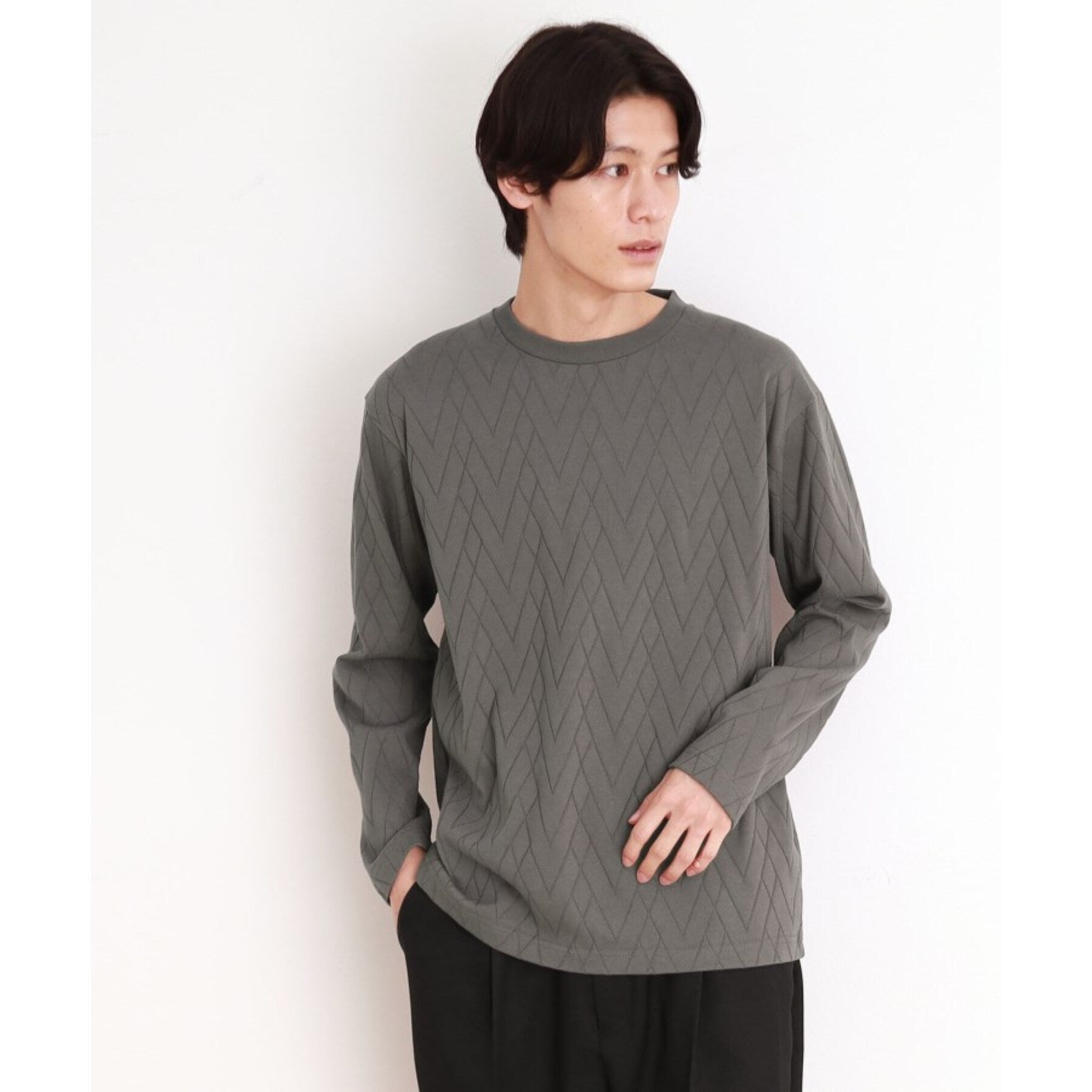 ザ ショップ ティーケー(メンズ) THE SHOP TK(Men) ジオメトリックリンクス長袖Tシャツ ON／OFF兼用 （オフホワイト(003)） オフホワイト(003)