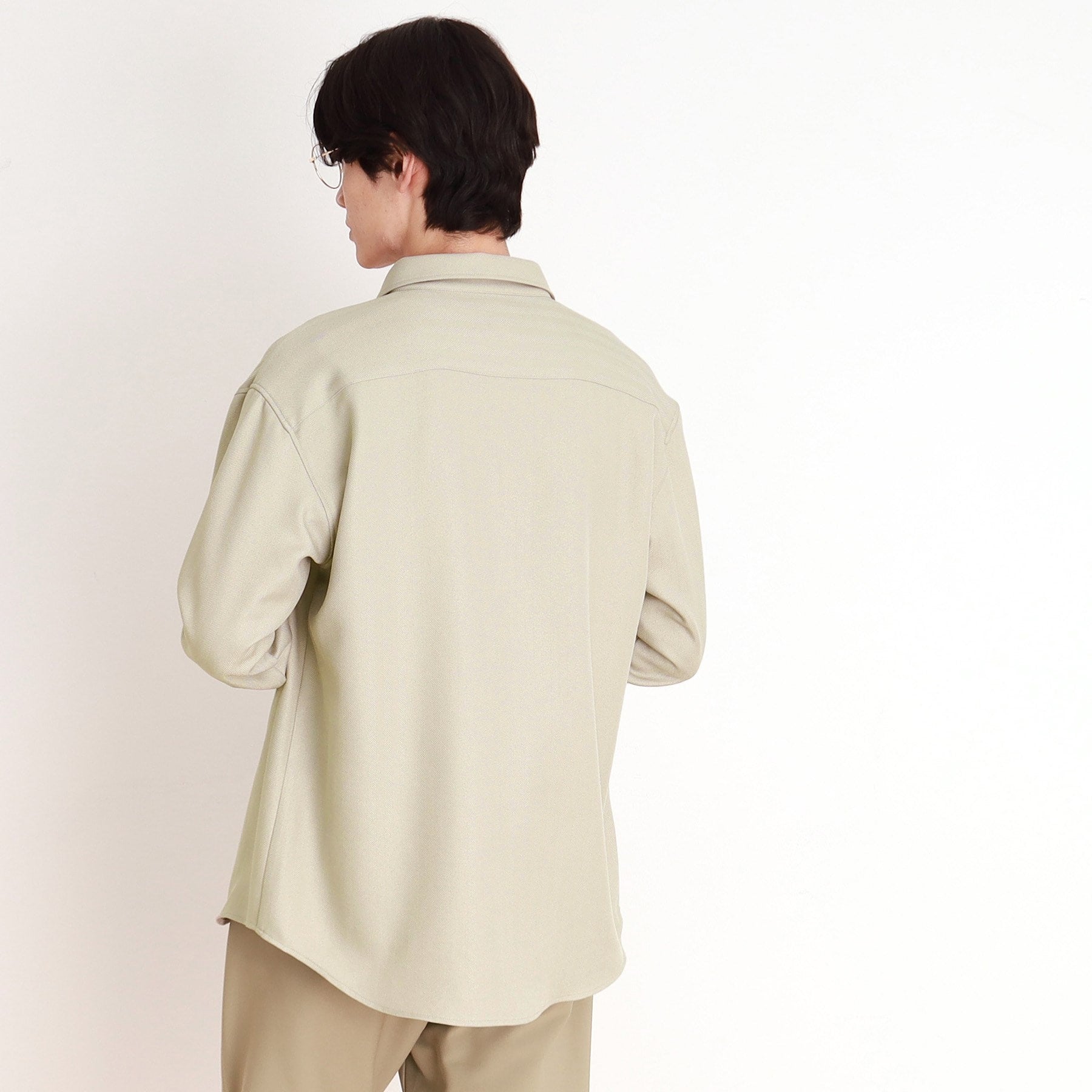 THE SHOP TK Wool-Like Herringbone Shirt Relaxed Silhouette