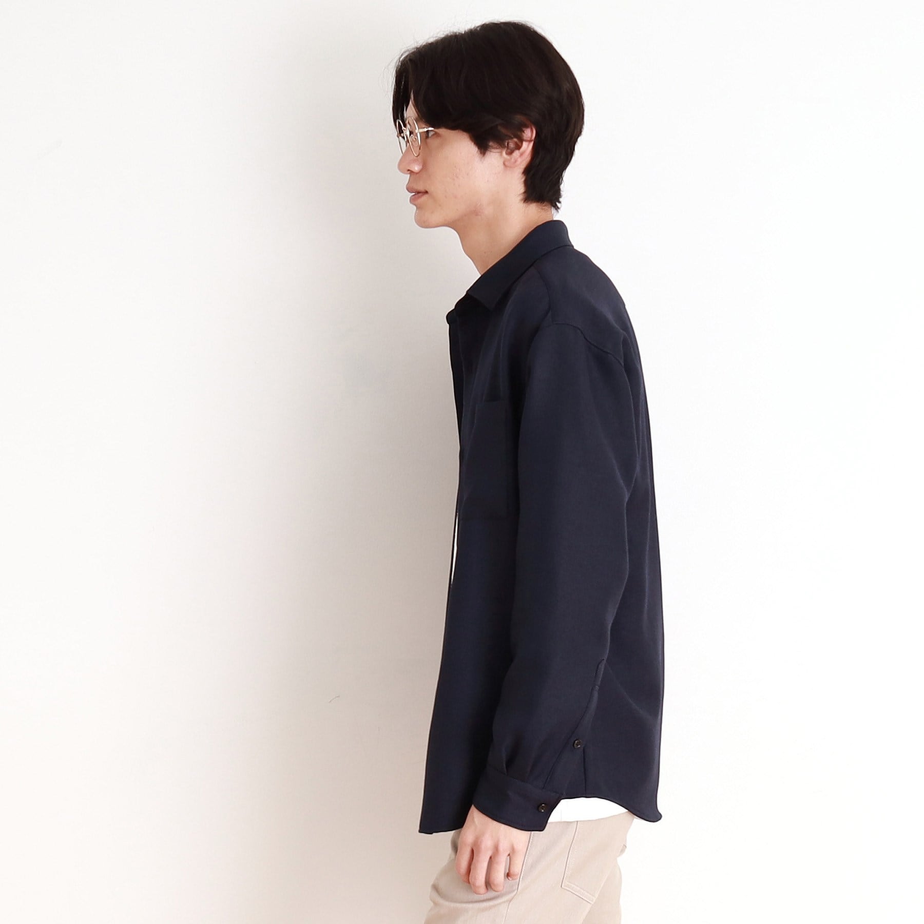 THE SHOP TK Wool-Like Herringbone Shirt Relaxed Silhouette