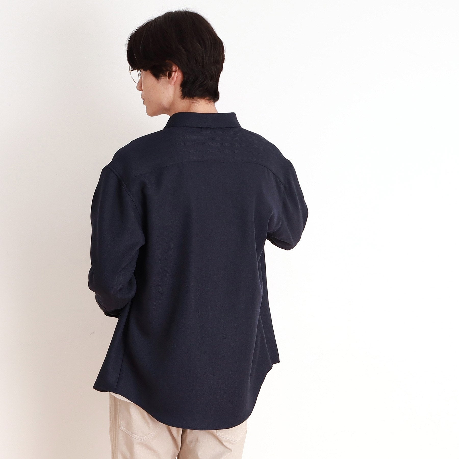 THE SHOP TK Wool-Like Herringbone Shirt Relaxed Silhouette