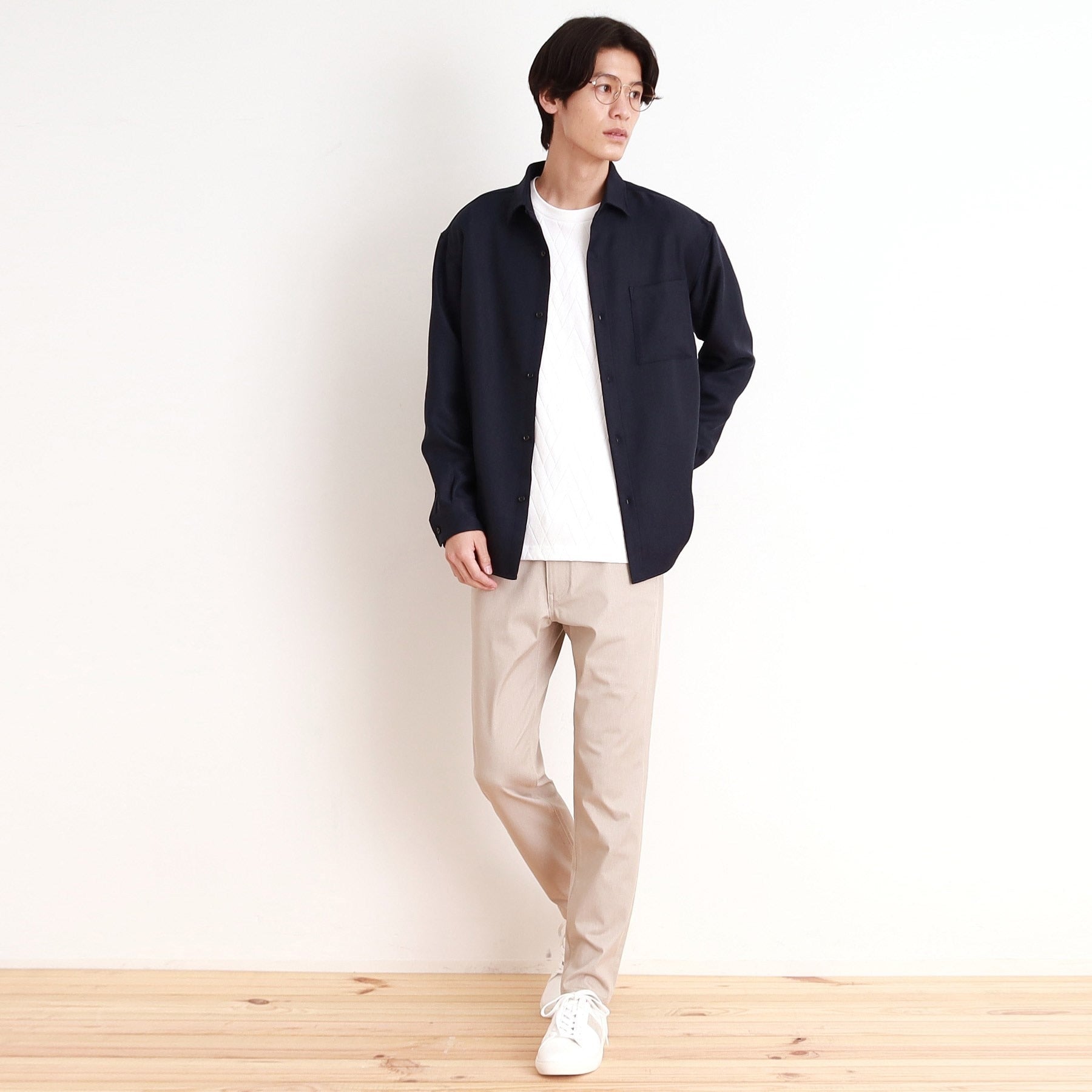 THE SHOP TK Wool-Like Herringbone Shirt Relaxed Silhouette