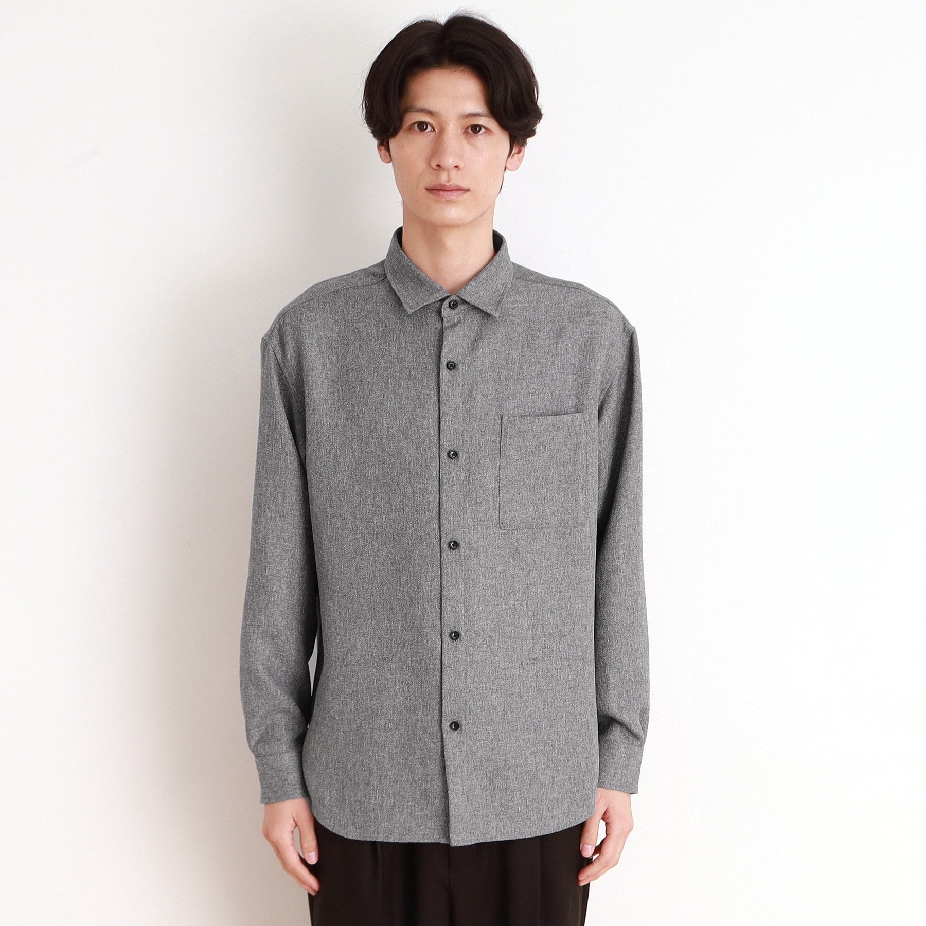 THE SHOP TK Wool-Like Herringbone Shirt Relaxed Silhouette