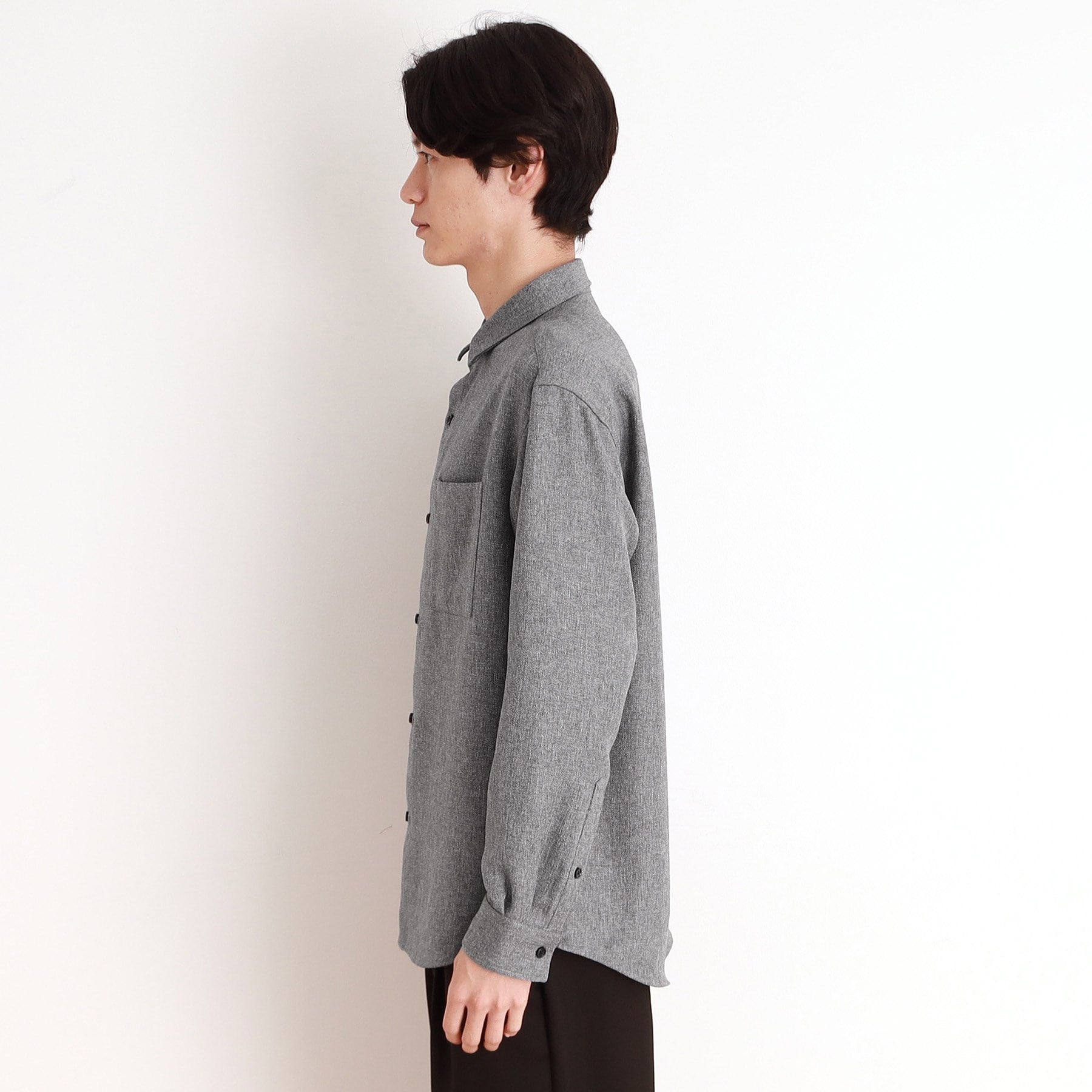 THE SHOP TK Wool-Like Herringbone Shirt Relaxed Silhouette