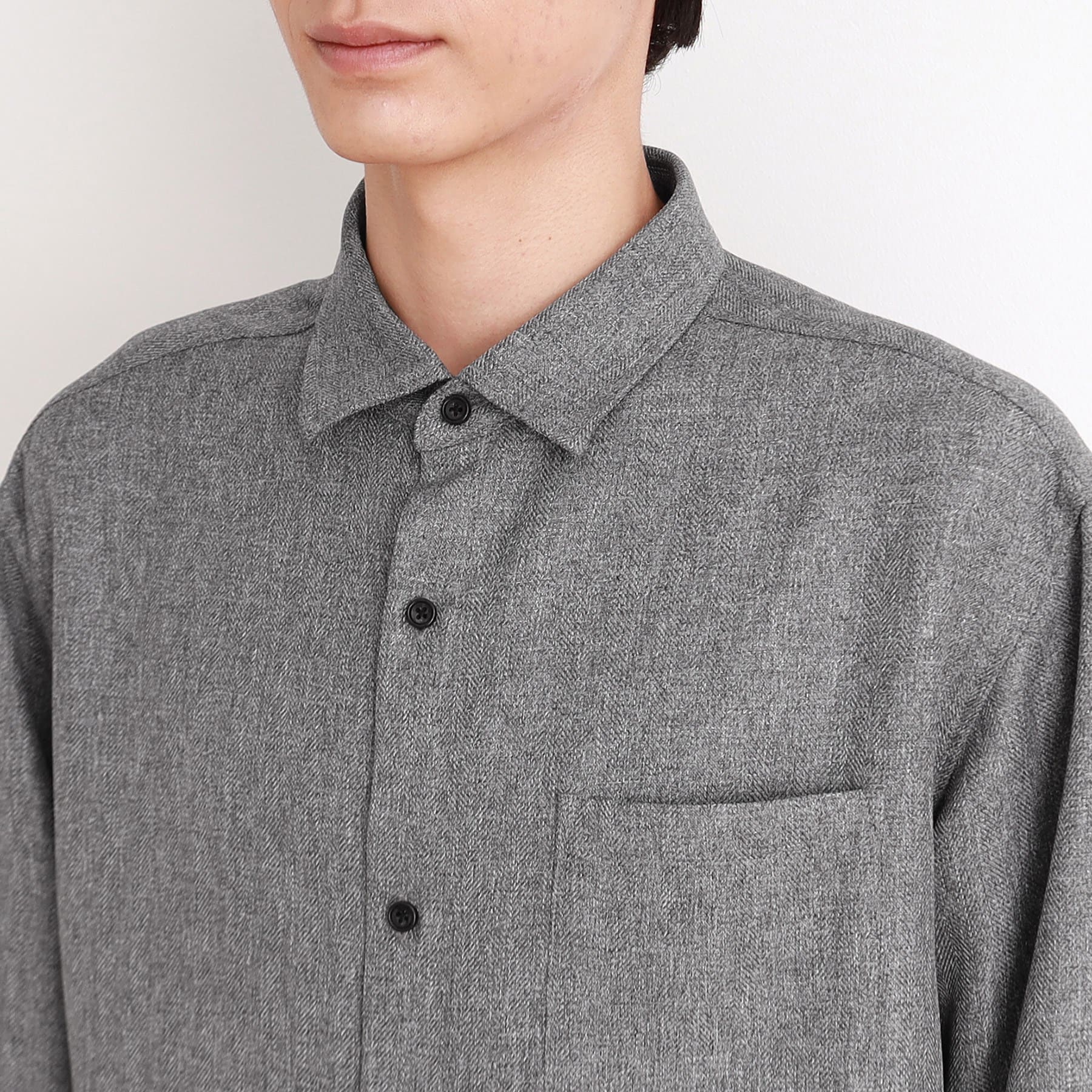 THE SHOP TK Wool-Like Herringbone Shirt Relaxed Silhouette