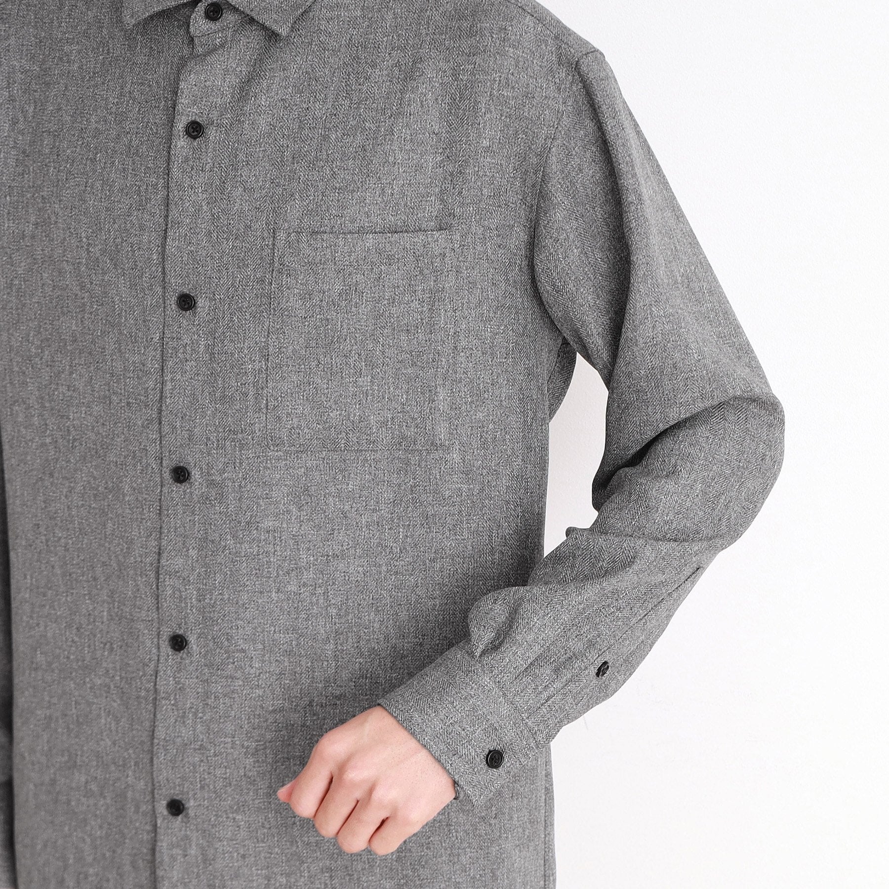 THE SHOP TK Wool-Like Herringbone Shirt Relaxed Silhouette