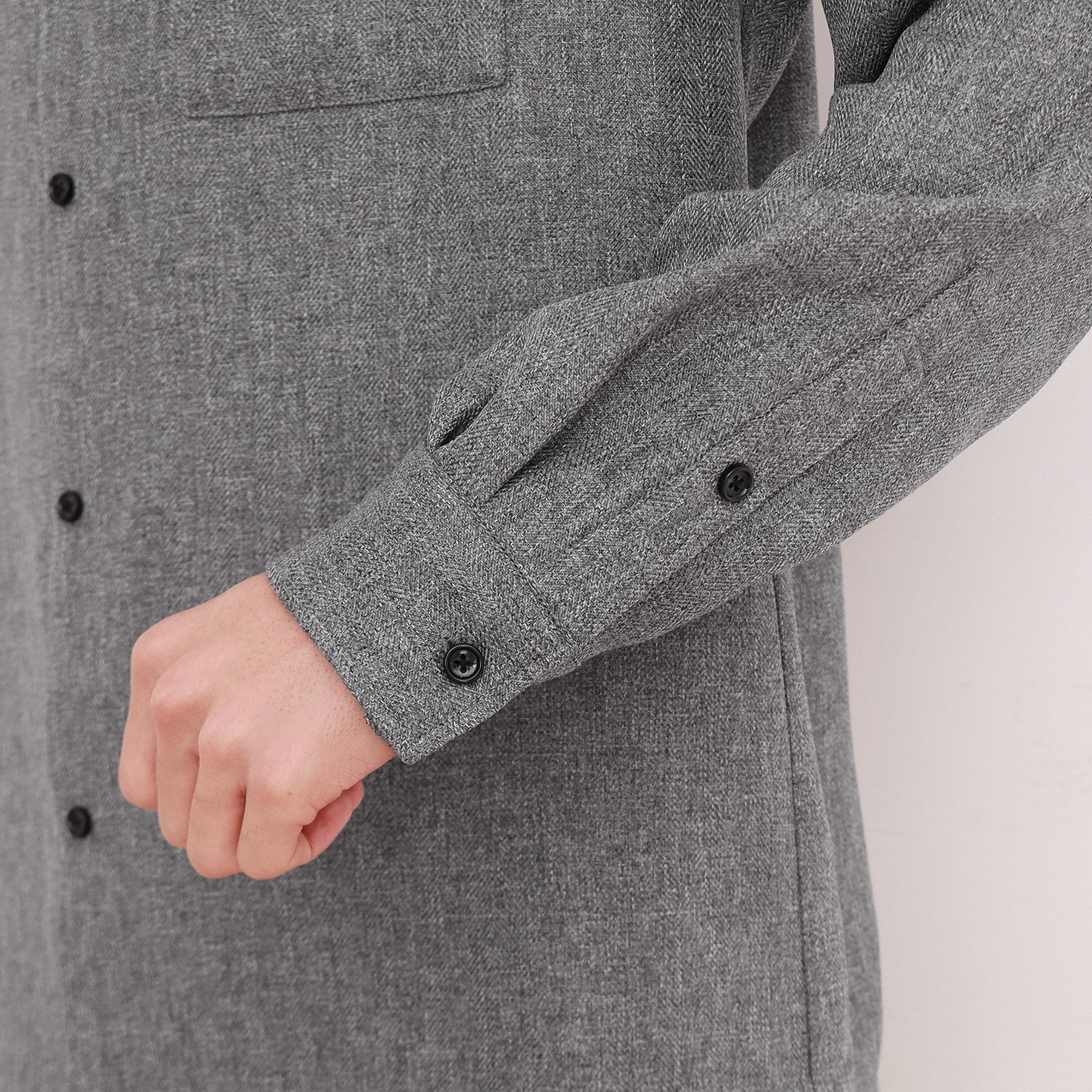 THE SHOP TK Wool-Like Herringbone Shirt Relaxed Silhouette