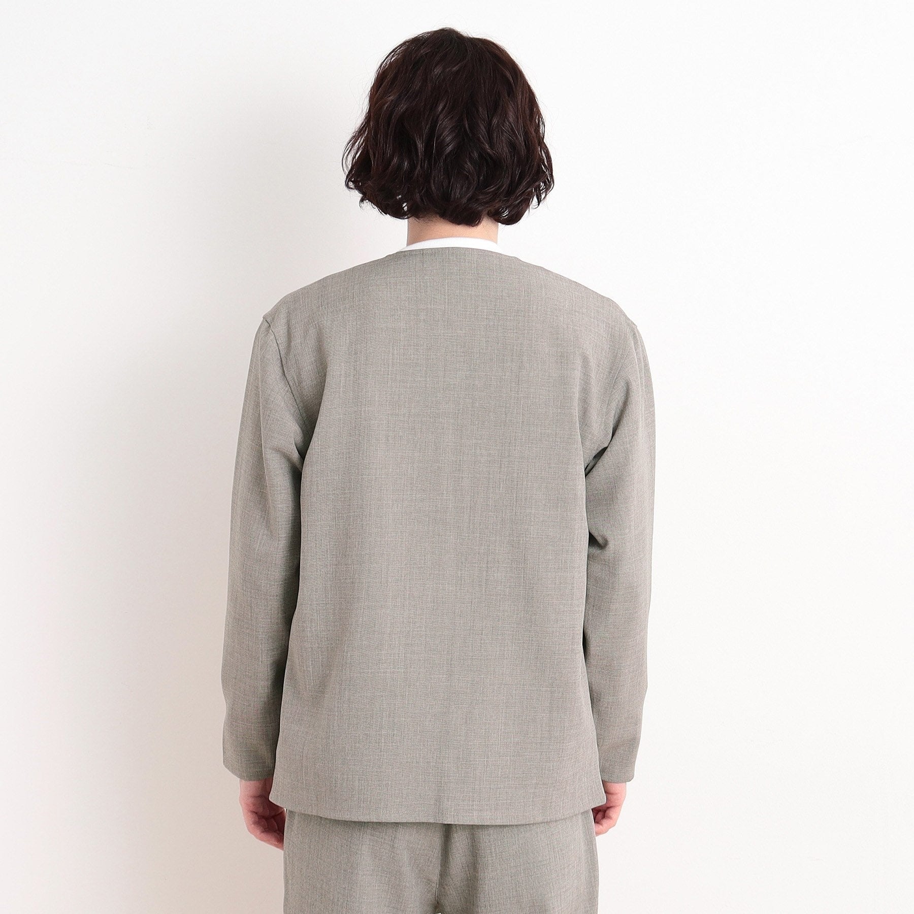 ザ ショップ ティーケー(メンズ) THE SHOP TK(Men) リサイクルシャークスキンノーカラーカーディガン セットアップ可 （ブルー(093)） ブルー(093)