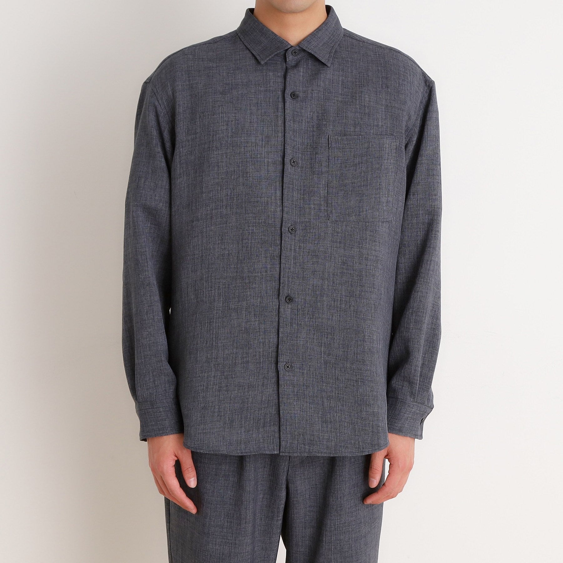 ザ ショップ ティーケー(メンズ) THE SHOP TK(Men) リネンライクレギュラーカラーシャツ セットアップ可 （ネイビー(094)） ネイビー(094)