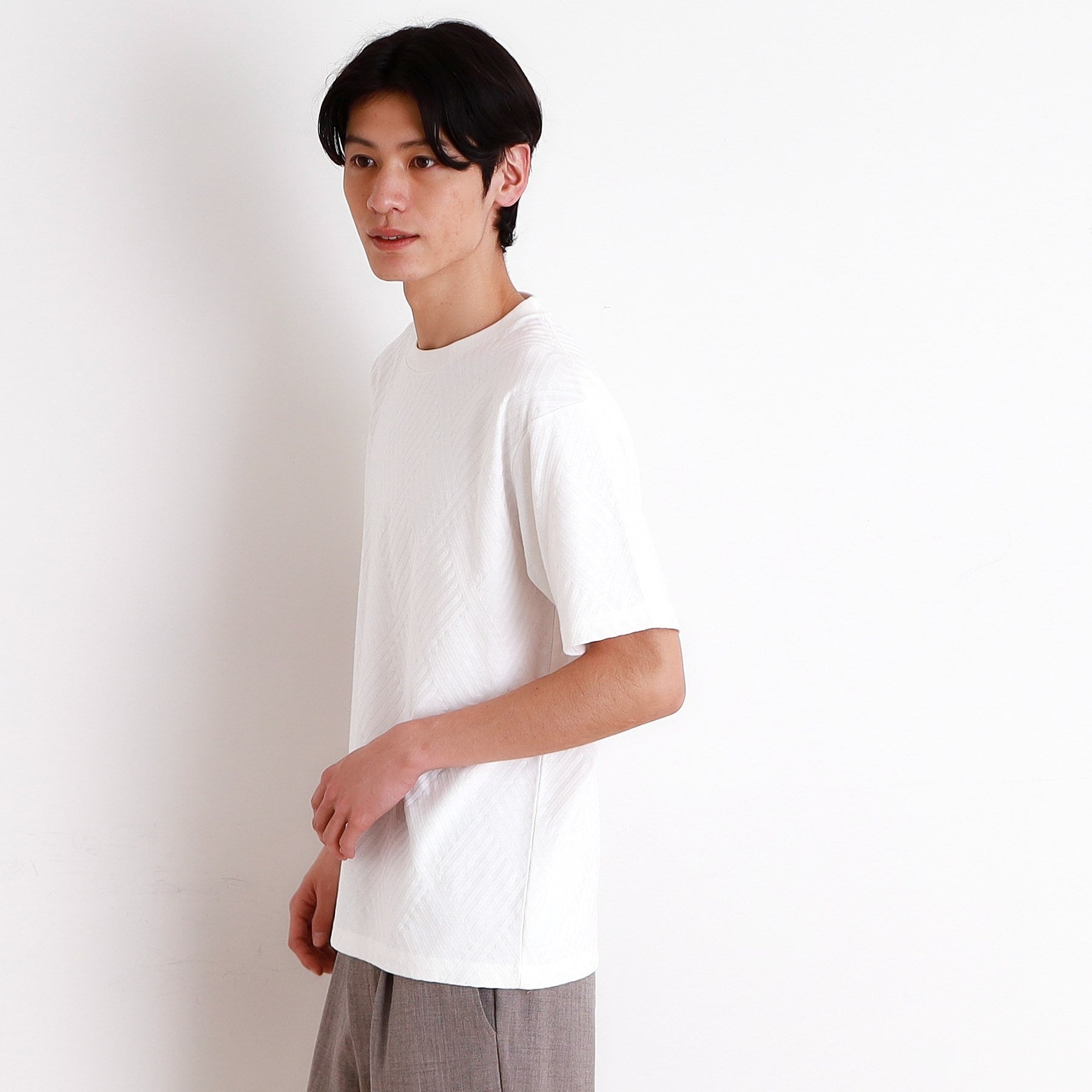 ザ ショップ ティーケー(メンズ) THE SHOP TK(Men) リンクスジャカード半袖Tシャツ （オフホワイト(003)） オフホワイト(003)
