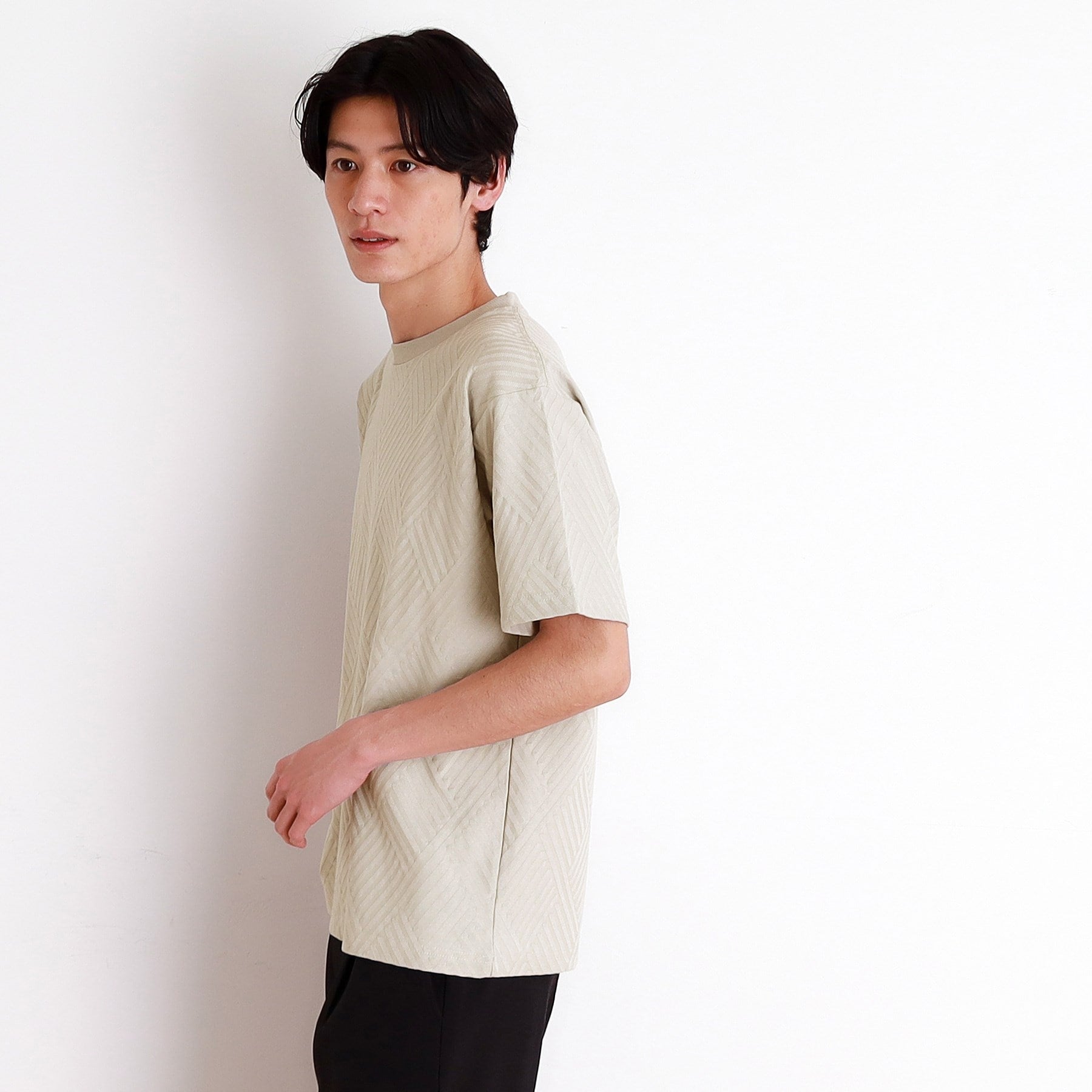 ザ ショップ ティーケー(メンズ) THE SHOP TK(Men) リンクスジャカード半袖Tシャツ （オフホワイト(003)） オフホワイト(003)