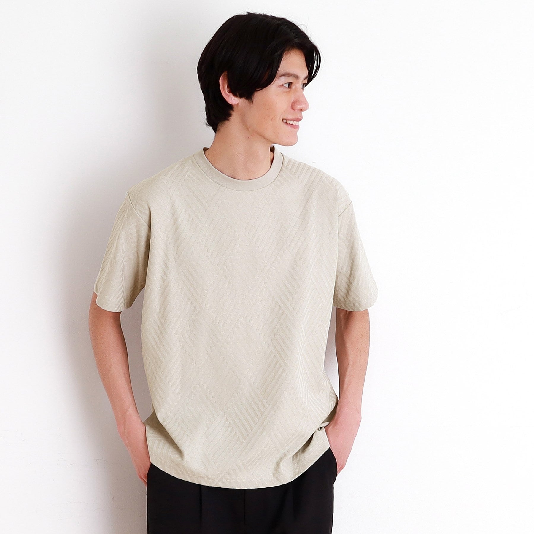 ザ ショップ ティーケー(メンズ) THE SHOP TK(Men) リンクスジャカード半袖Tシャツ （ライトグレー(011)） ライトグレー(011)