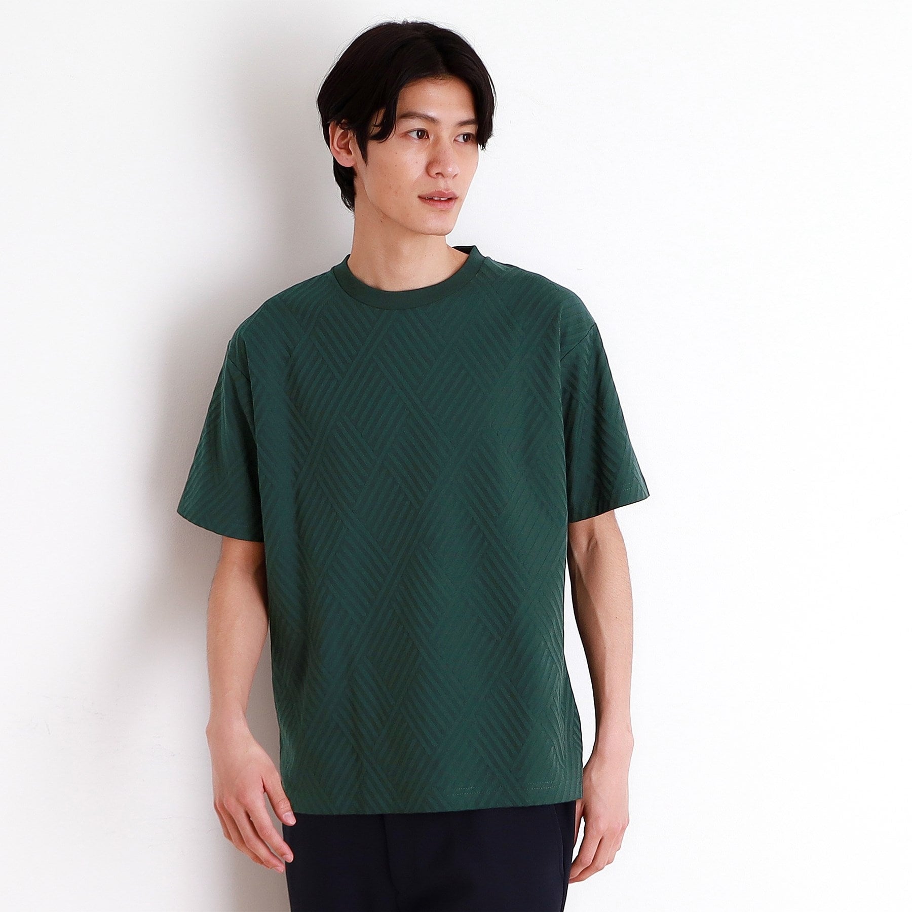ザ ショップ ティーケー(メンズ) THE SHOP TK(Men) リンクスジャカード半袖Tシャツ （ブルーグリーン(097)） ブルーグリーン(097)