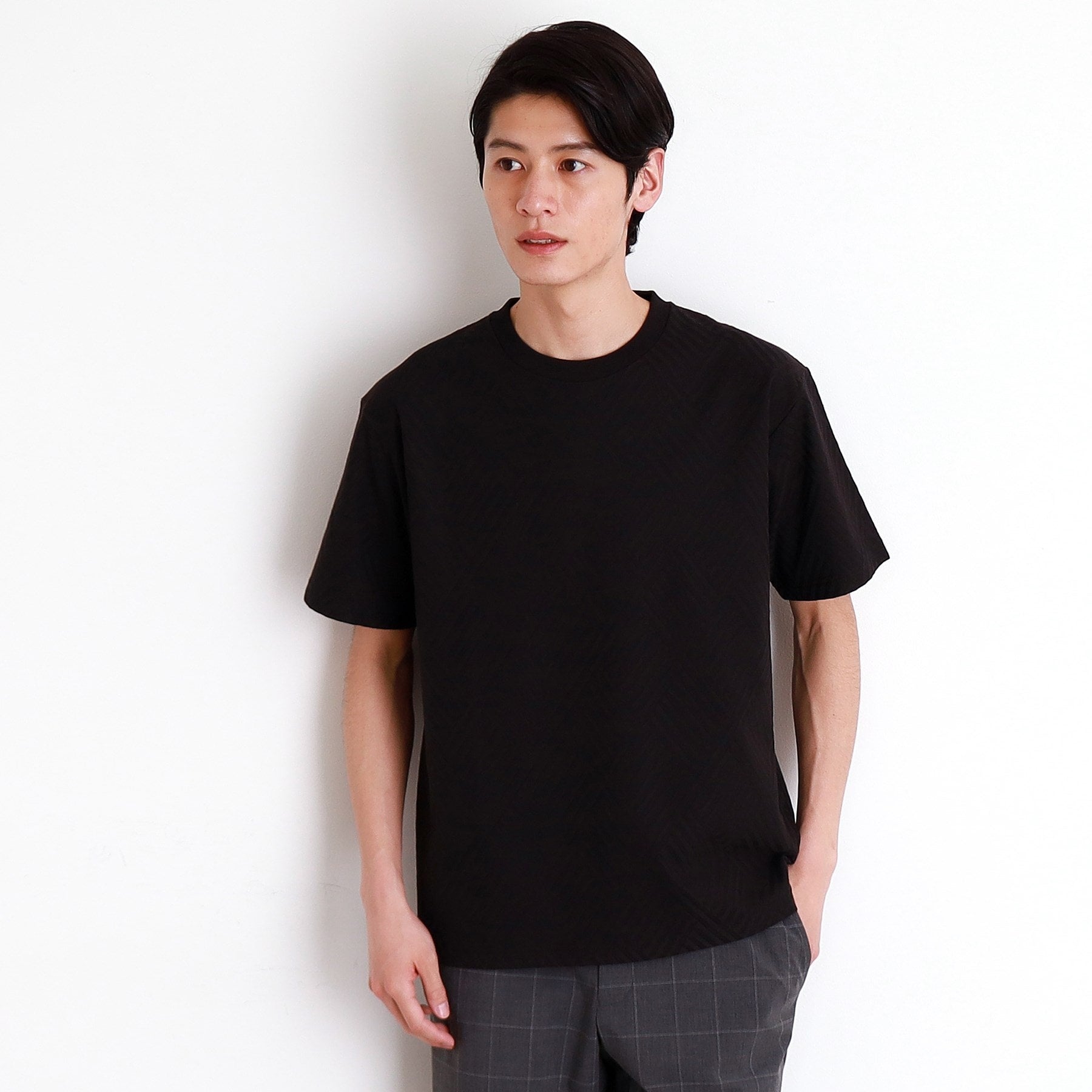 ザ ショップ ティーケー(メンズ) THE SHOP TK(Men) リンクスジャカード半袖Tシャツ （ブラック(019)） ブラック(019)