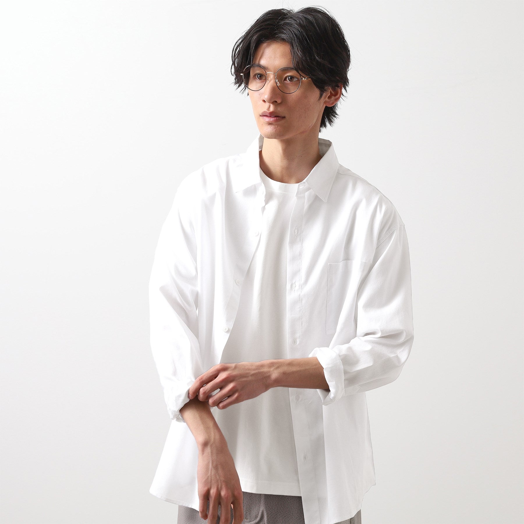 ザ ショップ ティーケー(メンズ) THE SHOP TK(Men) 綿麻ポリCOOLMAX（R）シャツLS （ブラック(019)） ブラック(019)