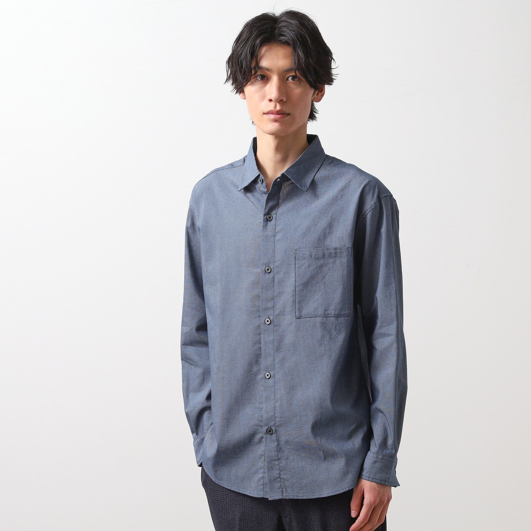 ザ ショップ ティーケー(メンズ) THE SHOP TK(Men) 綿麻ポリCOOLMAX（R）シャツLS （ブラック(019)） ブラック(019)