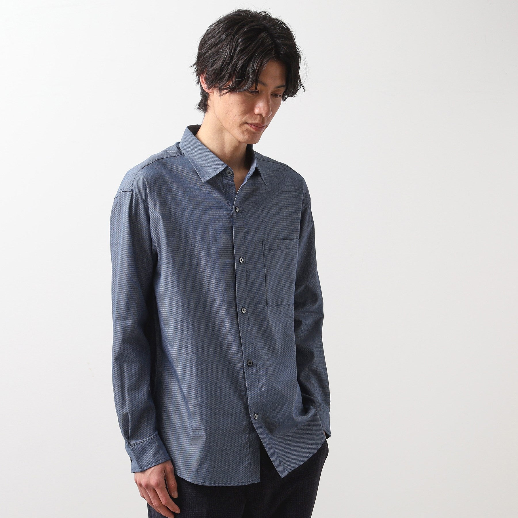 ザ ショップ ティーケー(メンズ) THE SHOP TK(Men) 綿麻ポリCOOLMAX（R）シャツLS （ブラック(019)） ブラック(019)