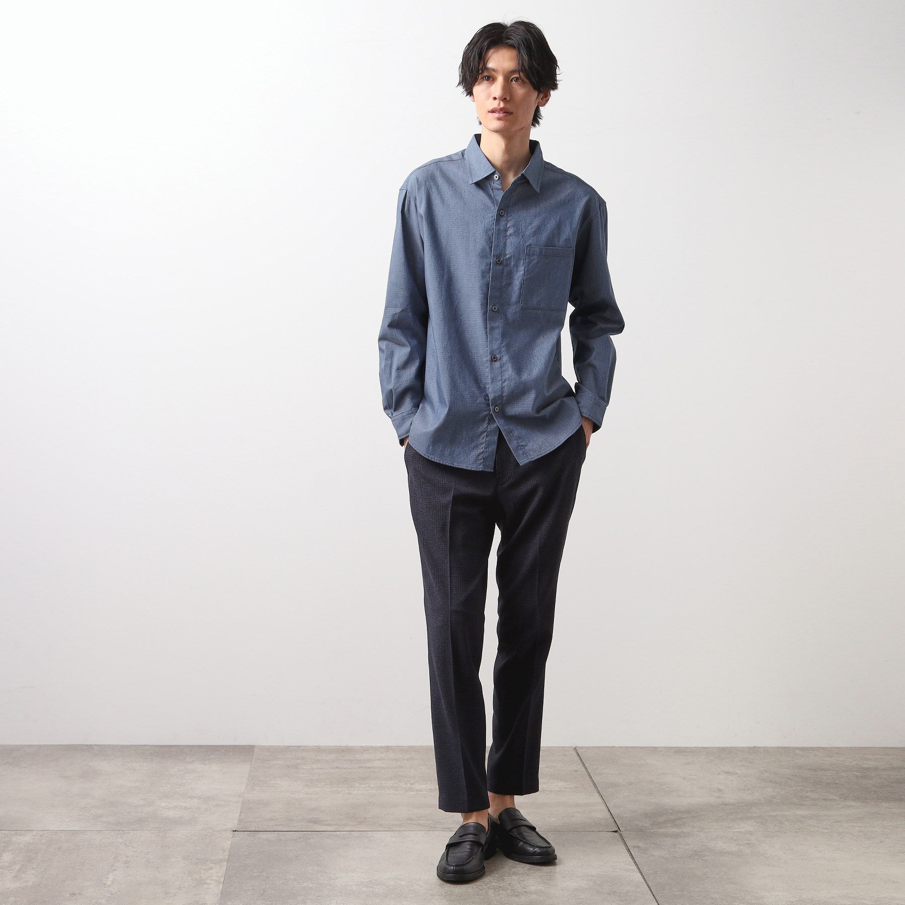 ザ ショップ ティーケー(メンズ) THE SHOP TK(Men) 綿麻ポリCOOLMAX（R）シャツLS （ブラック(019)） ブラック(019)