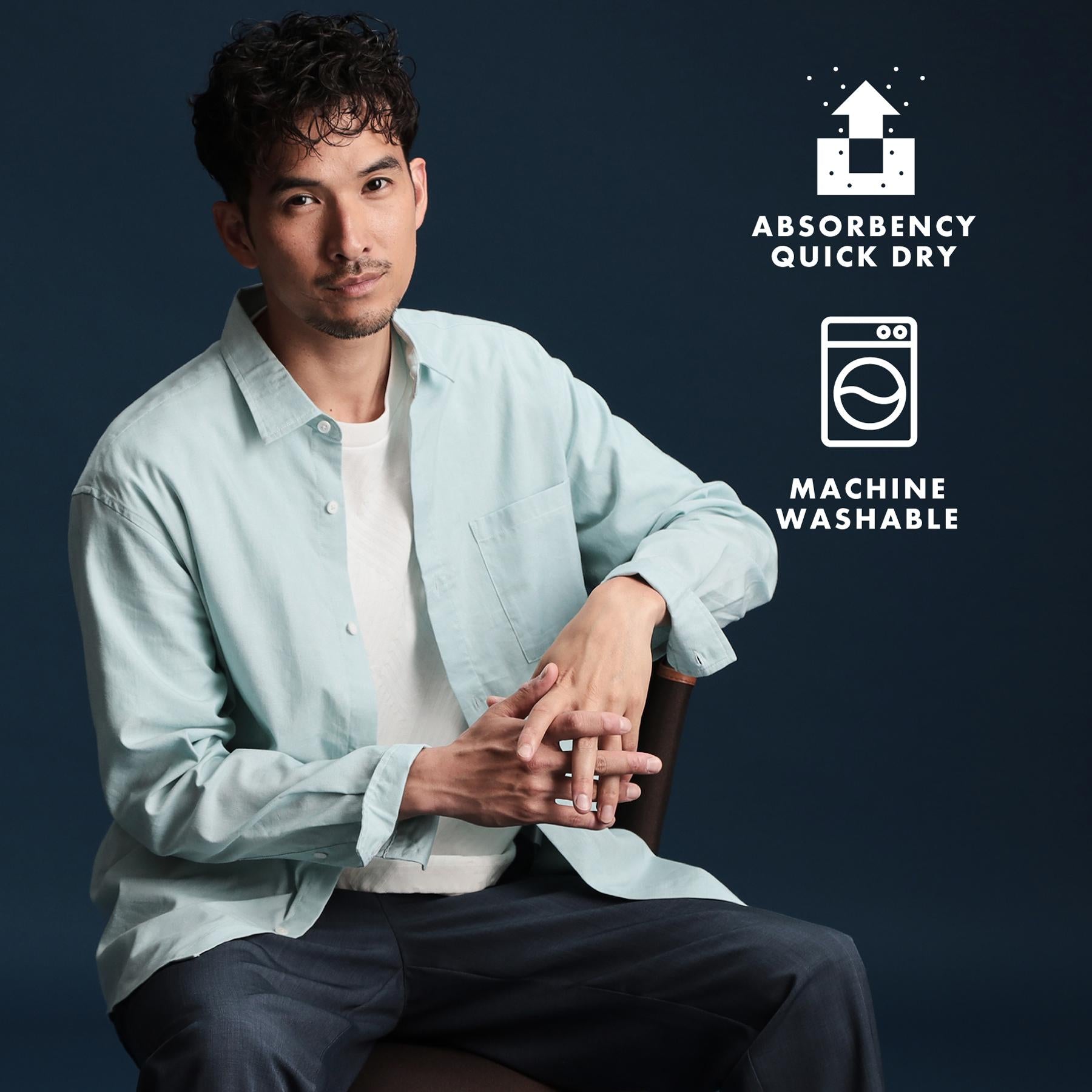 ザ ショップ ティーケー(メンズ) THE SHOP TK(Men) 綿麻ポリCOOLMAX（R）シャツLS （ブラック(019)） ブラック(019)