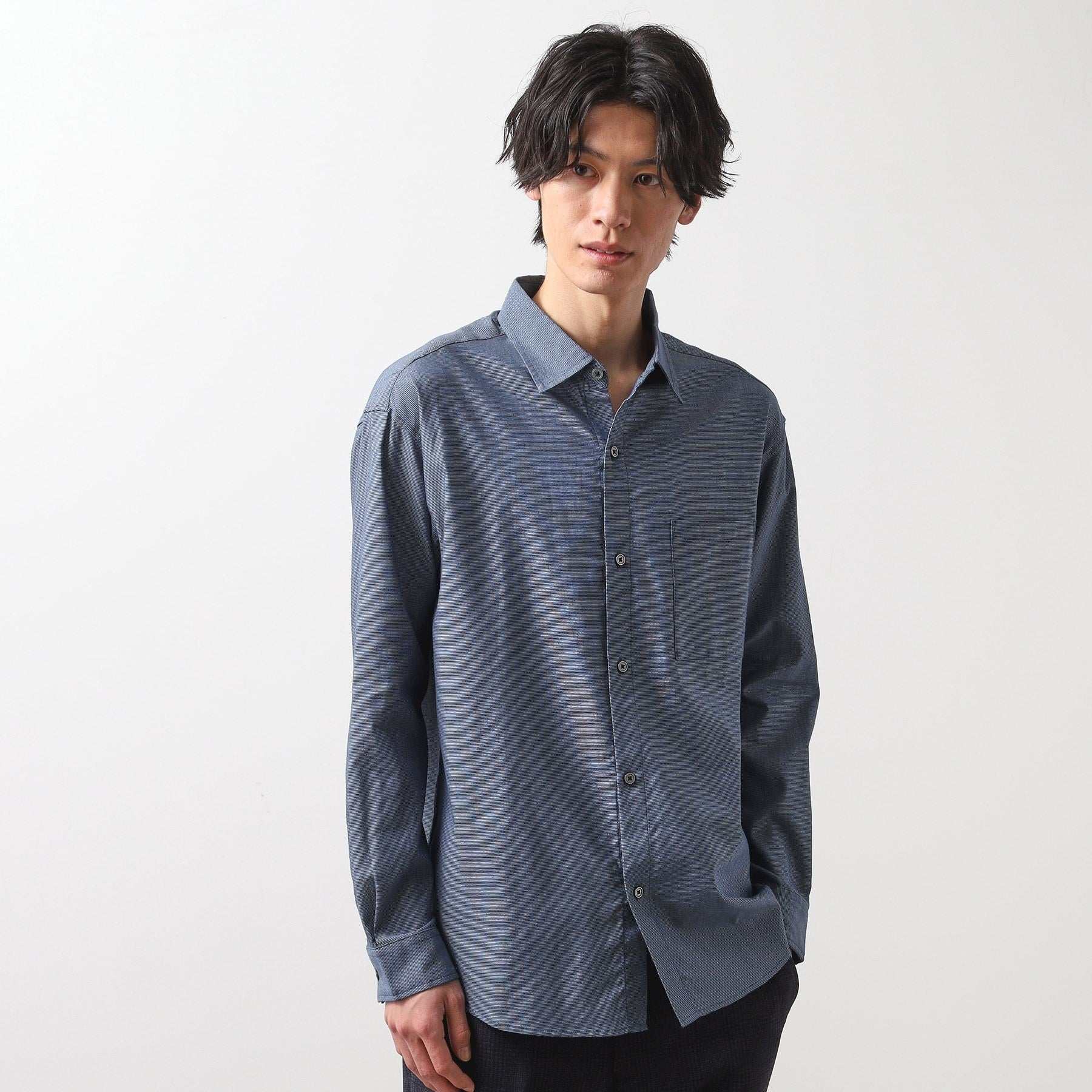 ザ ショップ ティーケー(メンズ) THE SHOP TK(Men) 綿麻ポリCOOLMAX（R）シャツLS （ブルー(093)） ブルー(093)