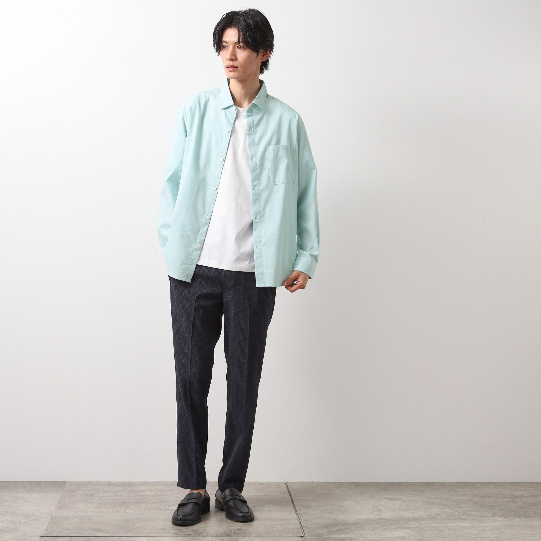 ザ ショップ ティーケー(メンズ) THE SHOP TK(Men) 綿麻ポリCOOLMAX（R）シャツLS （ミントグリーン(021)） ミントグリーン(021)