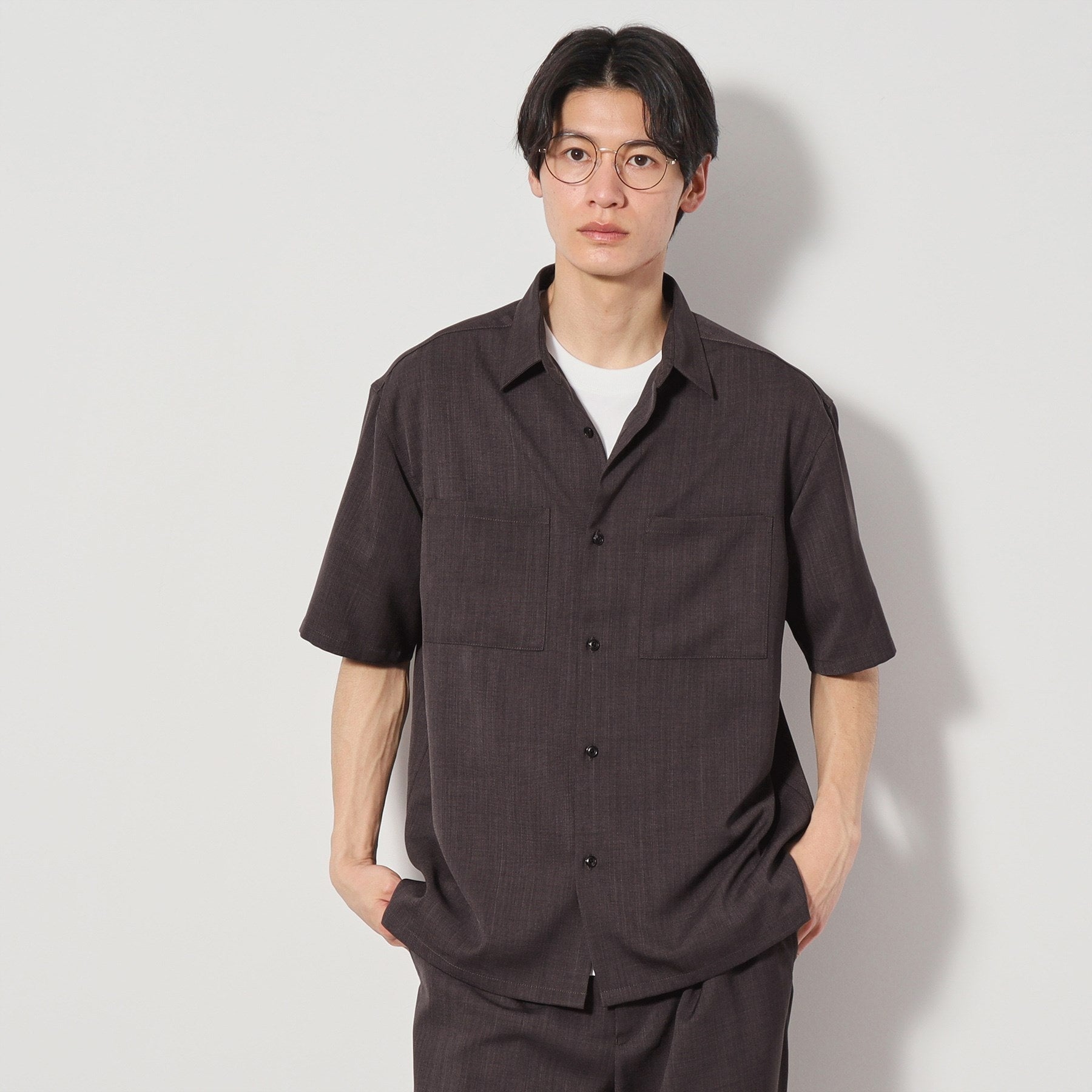 ザ ショップ ティーケー(メンズ) THE SHOP TK(Men) ドライポリ半袖シャツ セットアップ可/洗える/吸水速乾 （チャコールグレー(014)） チャコールグレー(014)