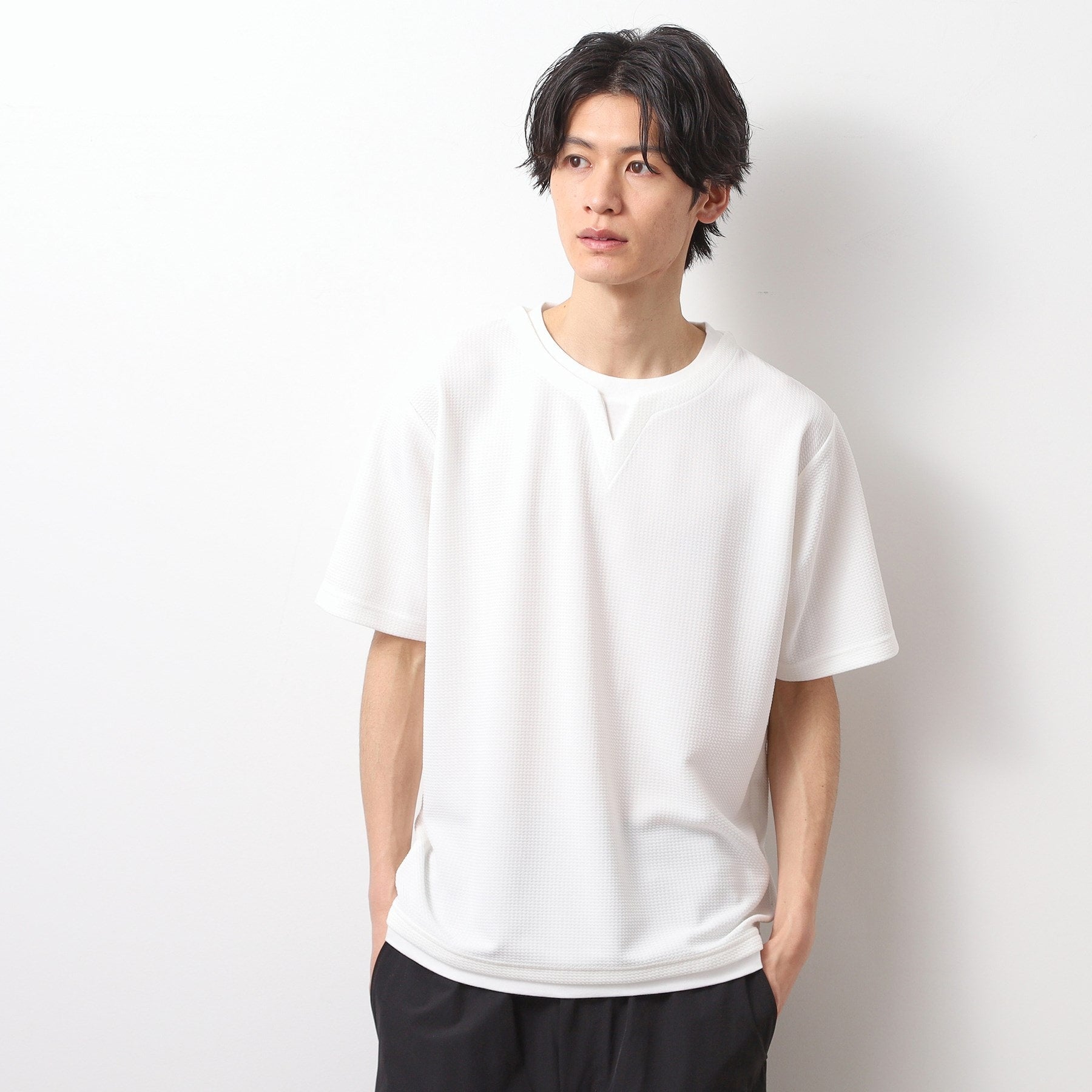 ザ ショップ ティーケー(メンズ) THE SHOP TK(Men) ミニフクレキーネックプルオーバー SS （ブルー(092)） ブルー(092)