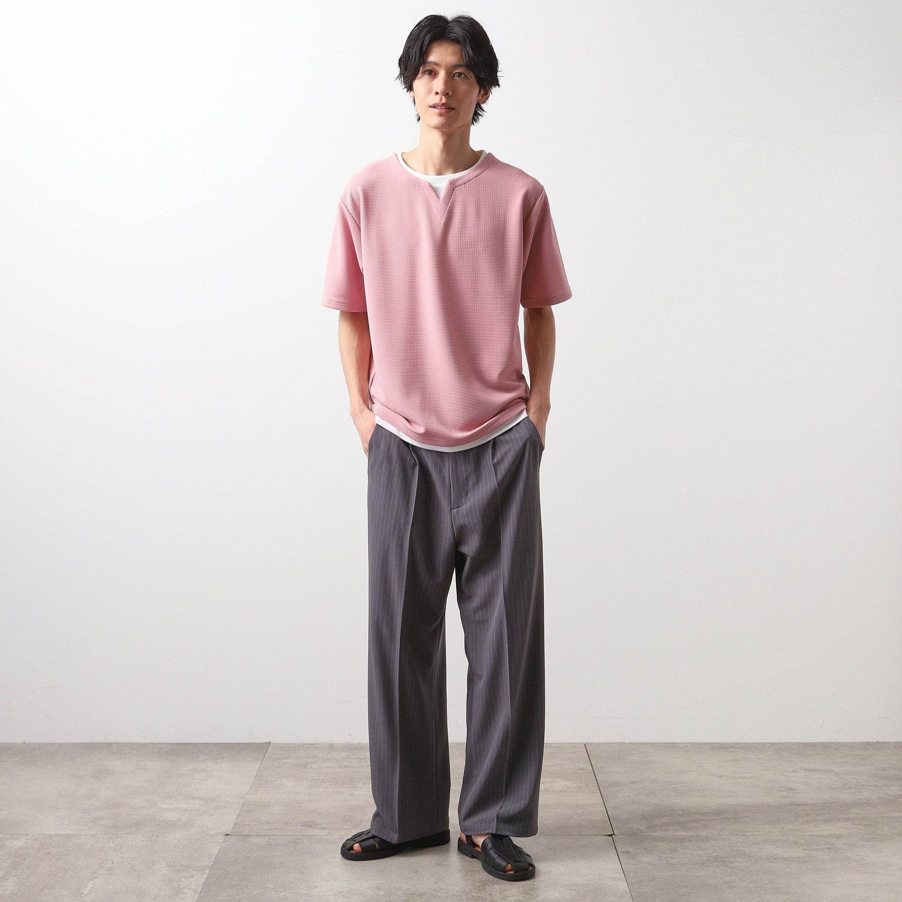 ザ ショップ ティーケー(メンズ) THE SHOP TK(Men) ミニフクレキーネックプルオーバー SS （ブルー(092)） ブルー(092)
