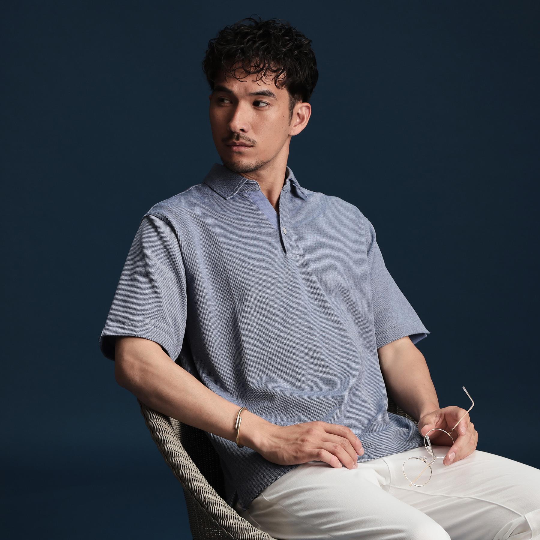 ザ ショップ ティーケー(メンズ) THE SHOP TK(Men) シャンブレーカノコスキッパーポロシャツ （ブルー(093)） ブルー(093)