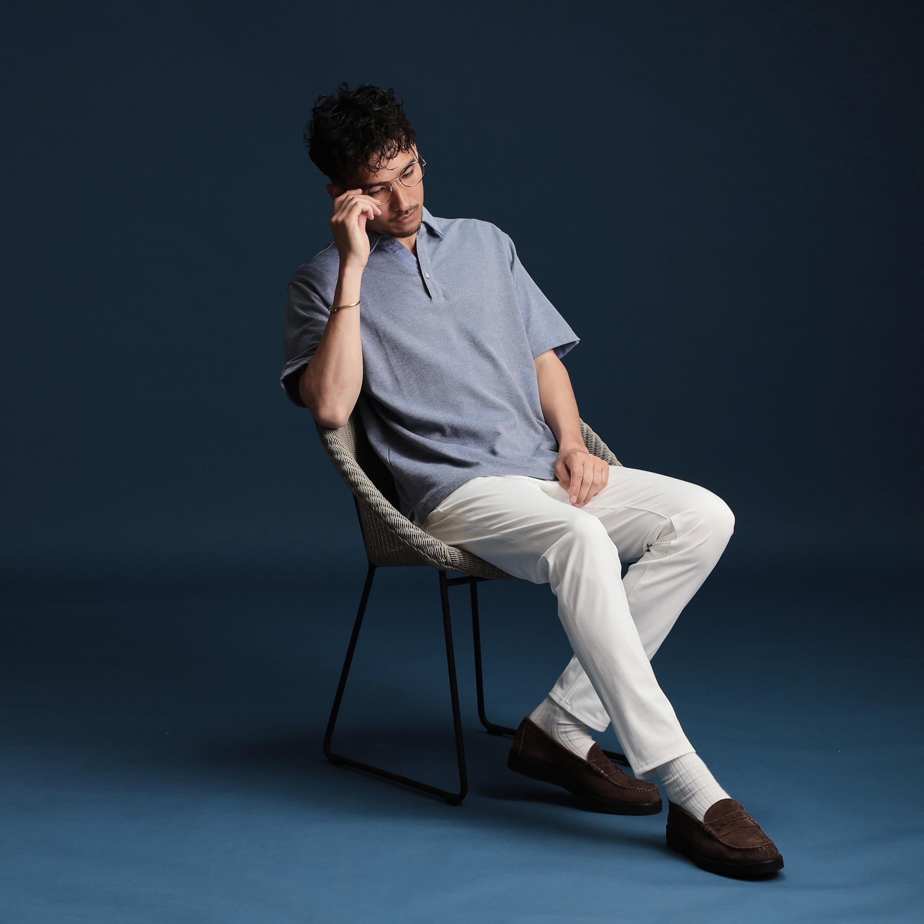 ザ ショップ ティーケー(メンズ) THE SHOP TK(Men) シャンブレーカノコスキッパーポロシャツ （ブルー(093)） ブルー(093)