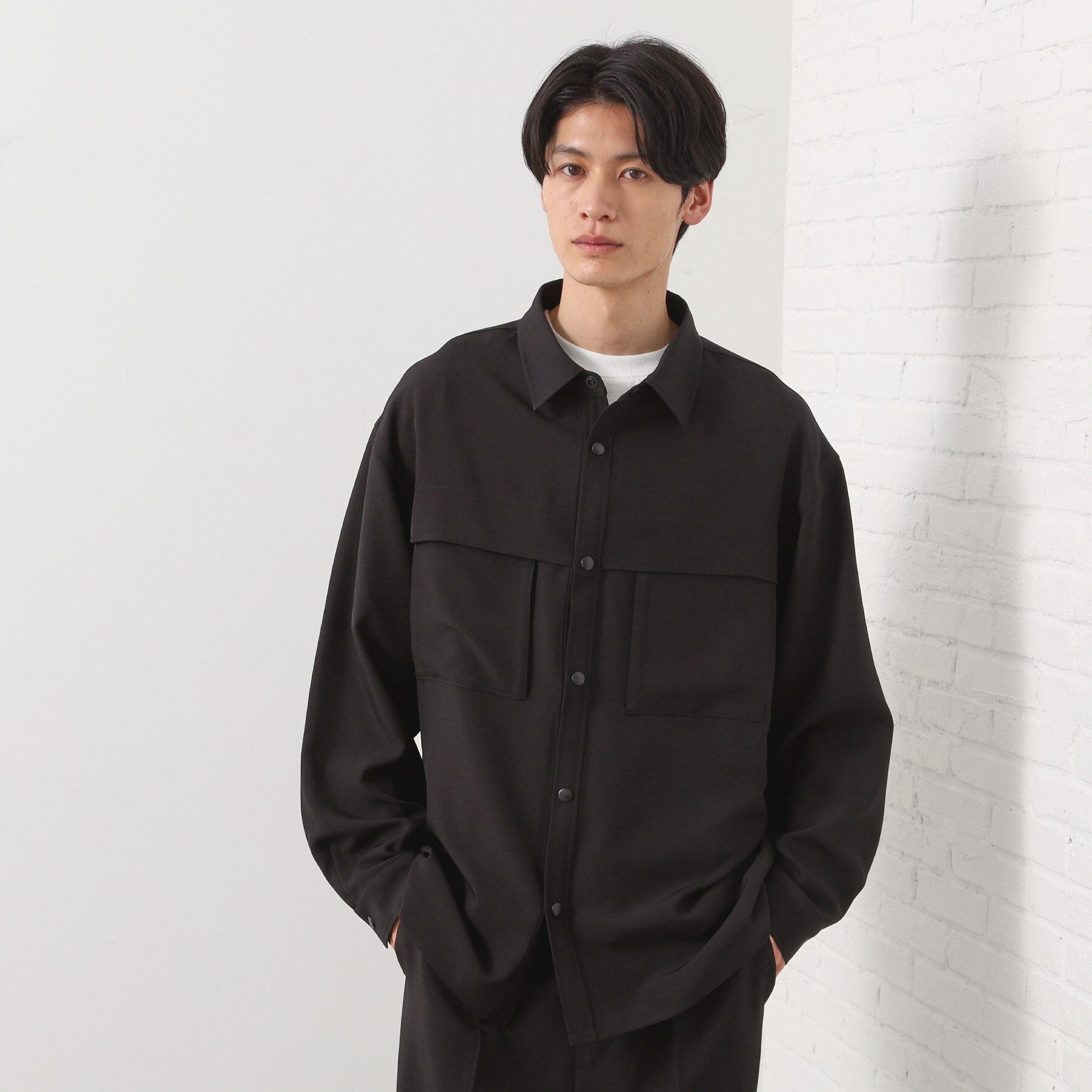 ザ ショップ ティーケー(メンズ) THE SHOP TK(Men) ダブルポケットシャツ【セットアップ可】 （グレー(312)） グレー(312)