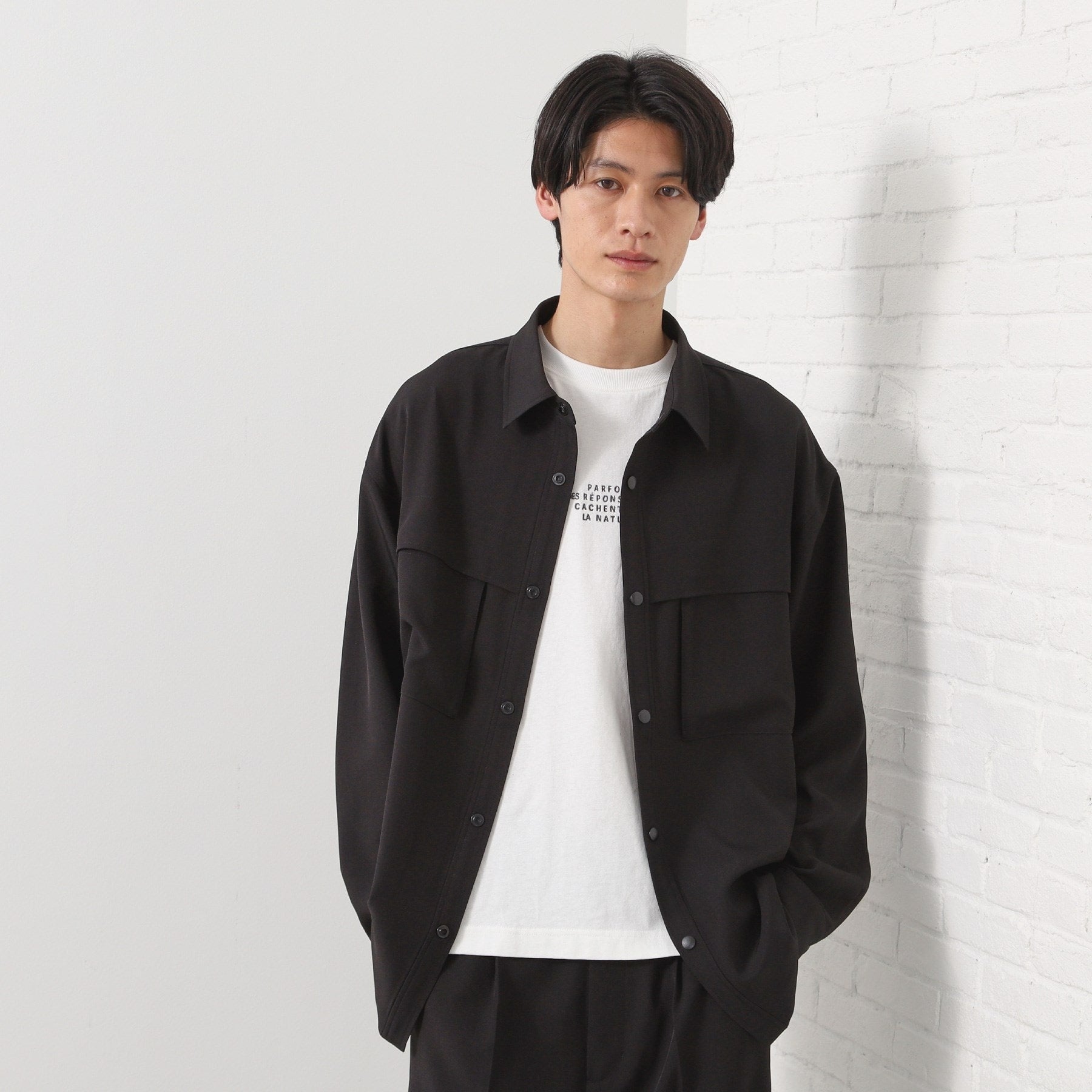 ザ ショップ ティーケー(メンズ) THE SHOP TK(Men) ダブルポケットシャツ【セットアップ可】 （グレー(312)） グレー(312)