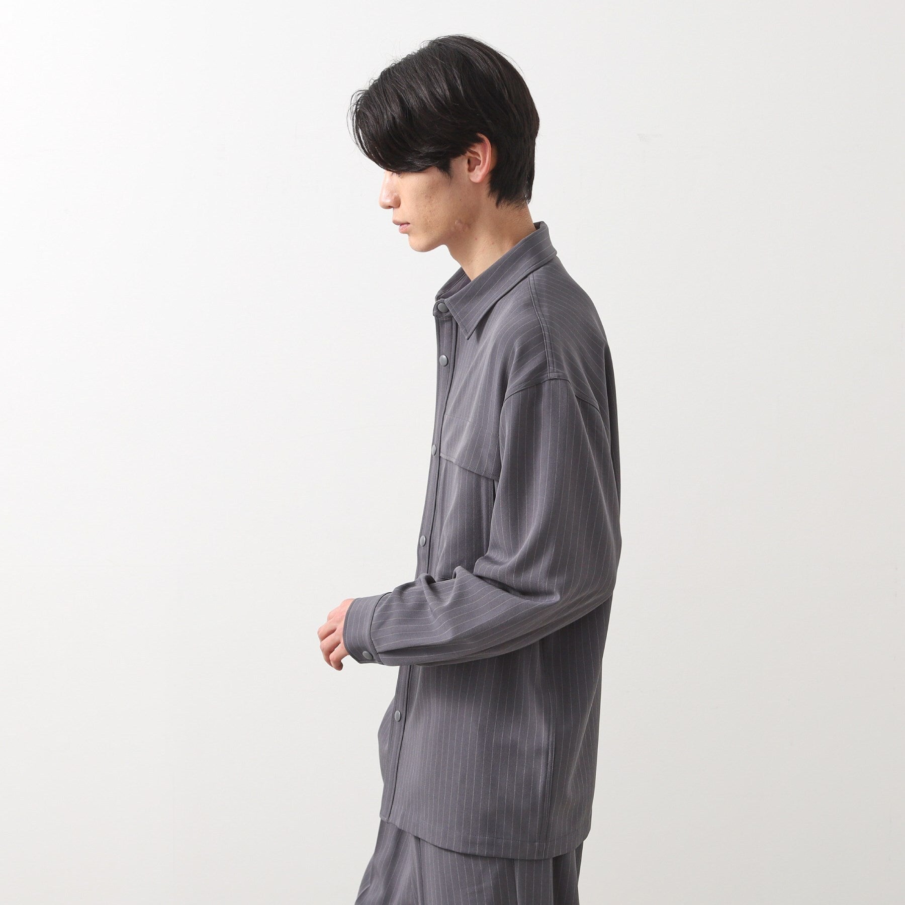 ザ ショップ ティーケー(メンズ) THE SHOP TK(Men) ダブルポケットシャツ【セットアップ可】 （グレー(312)） グレー(312)