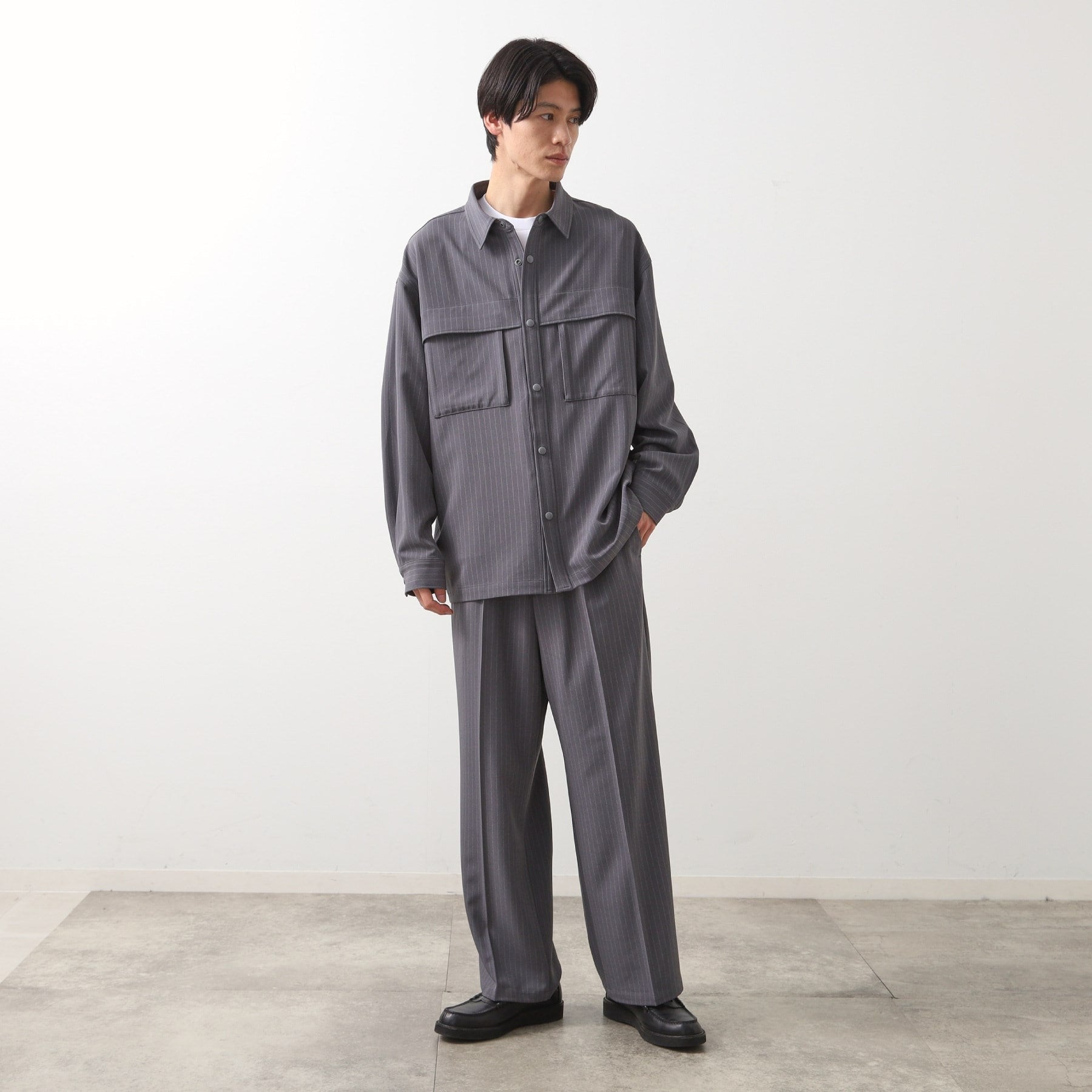 ザ ショップ ティーケー(メンズ) THE SHOP TK(Men) ダブルポケットシャツ【セットアップ可】 （グレー(312)） グレー(312)