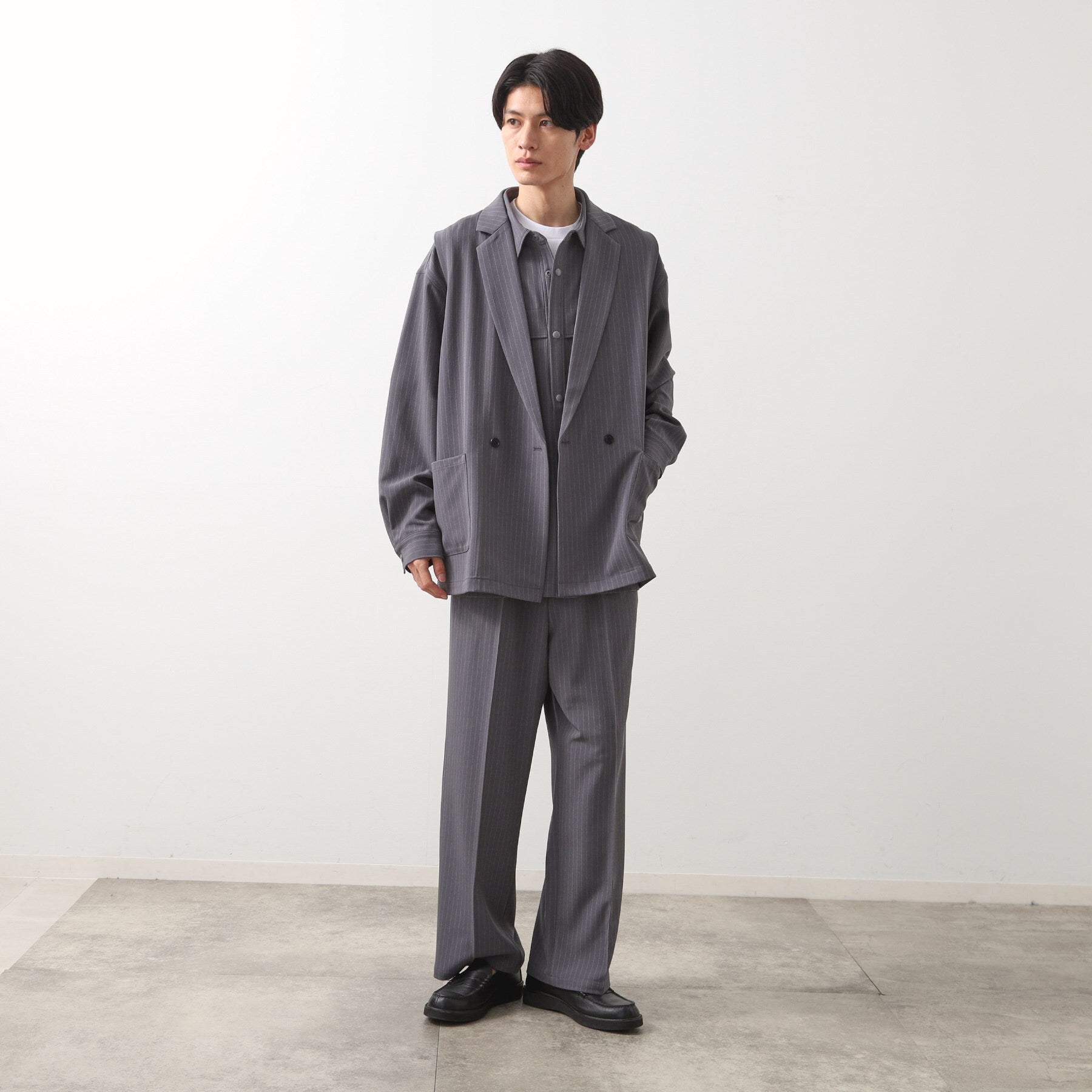 ザ ショップ ティーケー(メンズ) THE SHOP TK(Men) ダブルポケットシャツ【セットアップ可】 （グレー(312)） グレー(312)